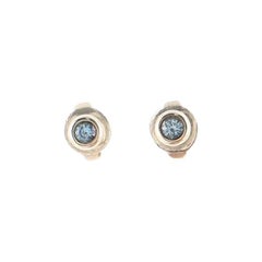 Tiffany & Co. Color by The Yard Stud Earrings Sterling Silver with Aquamarine