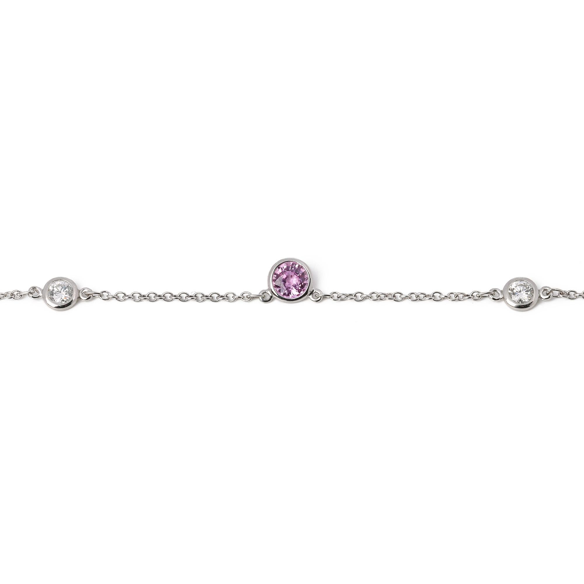 Tiffany & Co. Colours by the Yard Pink Sapphire and Diamond Necklace In Excellent Condition In Bishop's Stortford, Hertfordshire