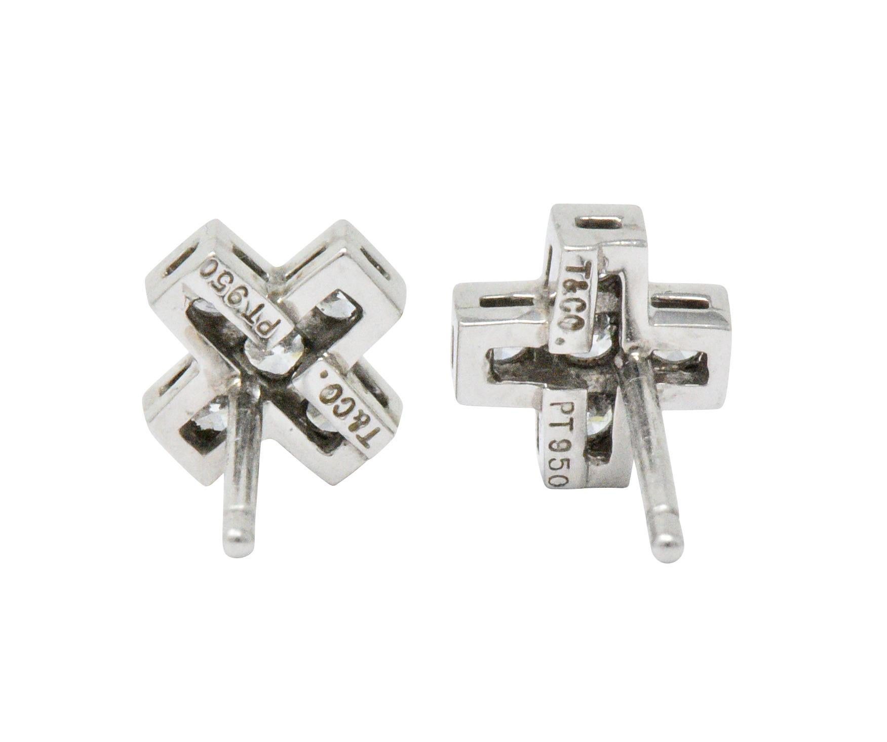 Tiffany & Co. Contemporary 0.30 Carat Diamond Platinum Cruciform Earrings 1