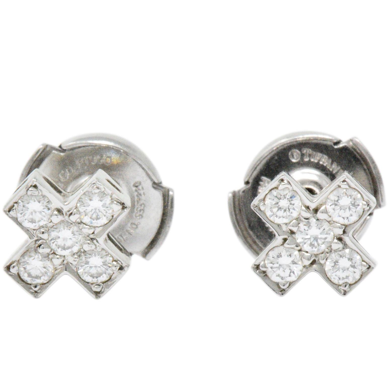 Tiffany & Co. Contemporary 0.30 Carat Diamond Platinum Cruciform Earrings