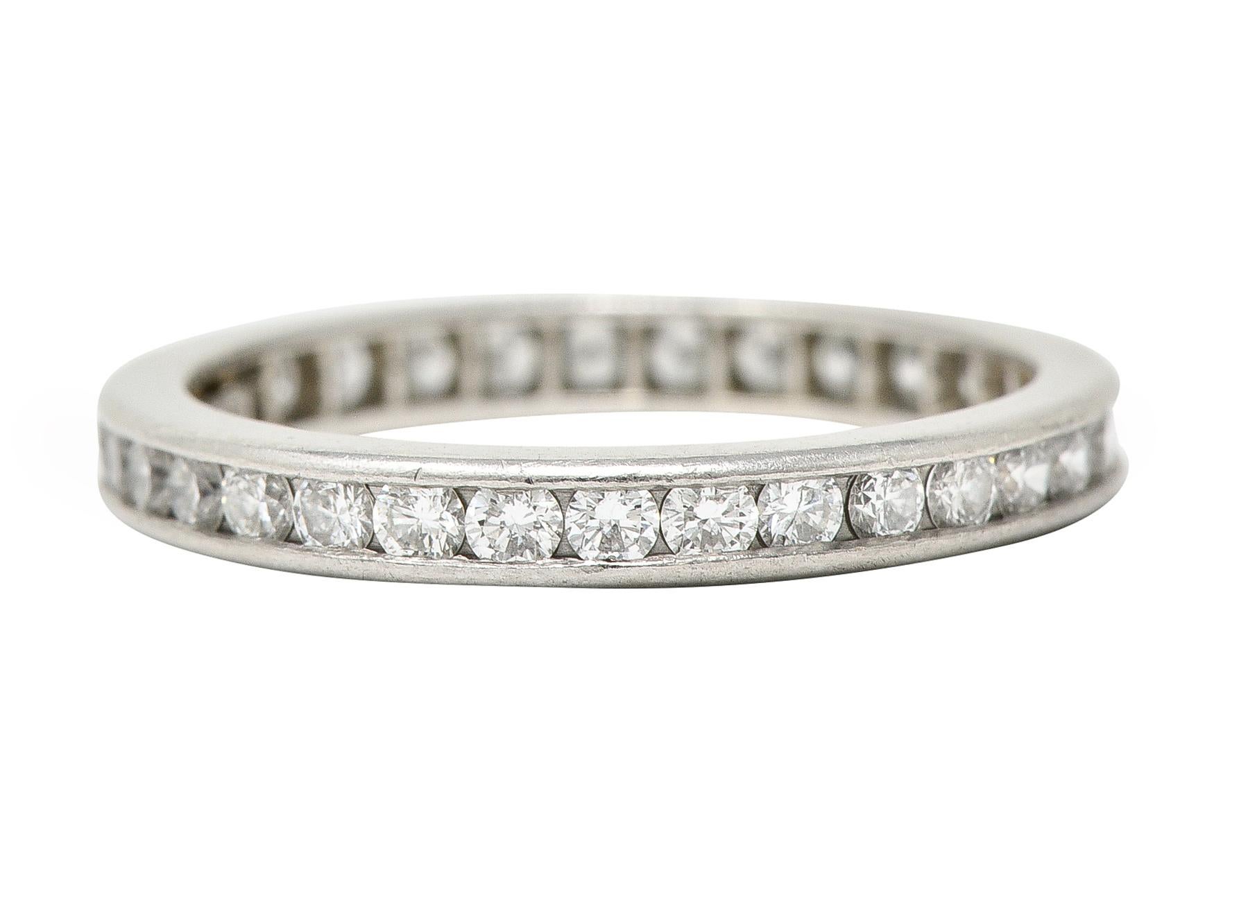Brilliant Cut Tiffany & Co Contemporary 0.90 Carat Diamond Platinum Eternity Channel Band Ring For Sale
