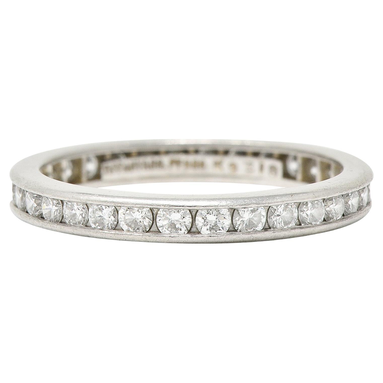 Tiffany & Co Contemporary 0.90 Carat Diamond Platinum Eternity Channel Band Ring For Sale
