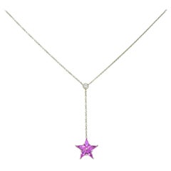 Tiffany & Co. Contemporary 0.95 Carat Sapphire Platinum Star Drop Necklace