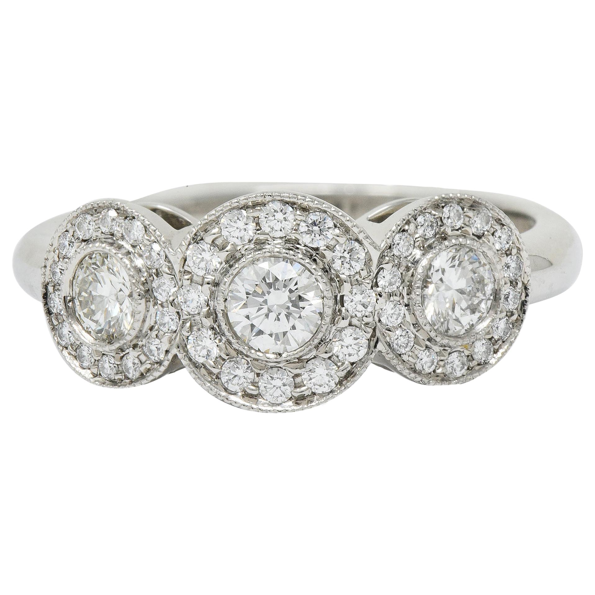 Tiffany & Co. Contemporary 1.00 Carat Diamond Platinum Three-Stone Circlet Ring