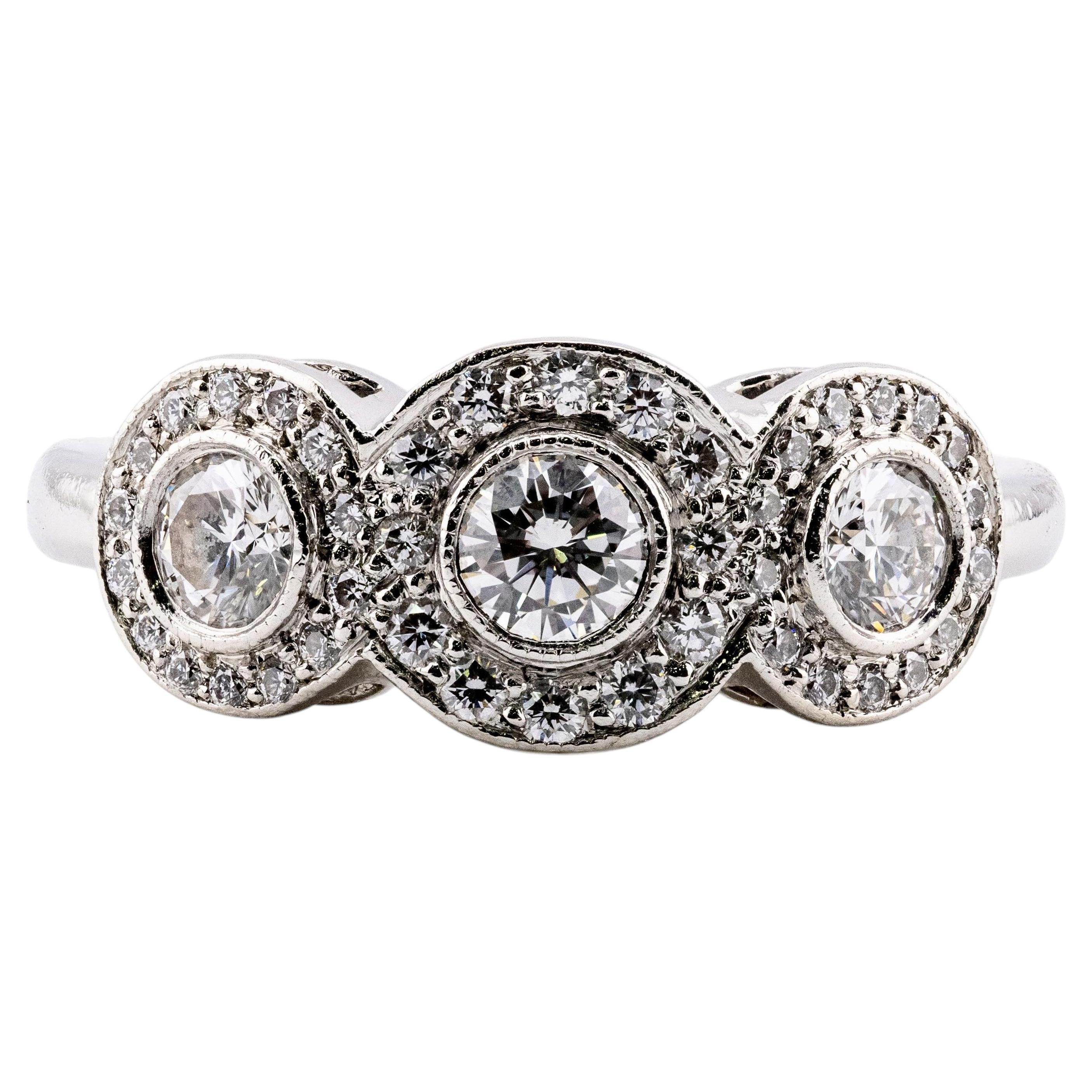Tiffany & Co. Contemporary 1.00 CTW Diamond Platinum Three Stone Circlet Ring