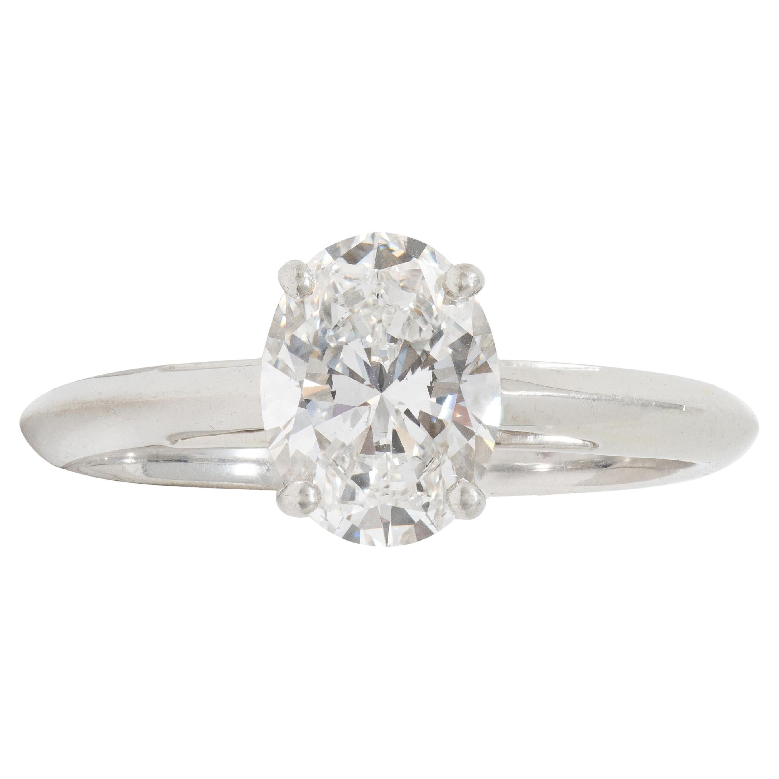 Tiffany & Co. Contemporary 1.09 CT Oval Cut Diamond Platinum Solitaire Ring