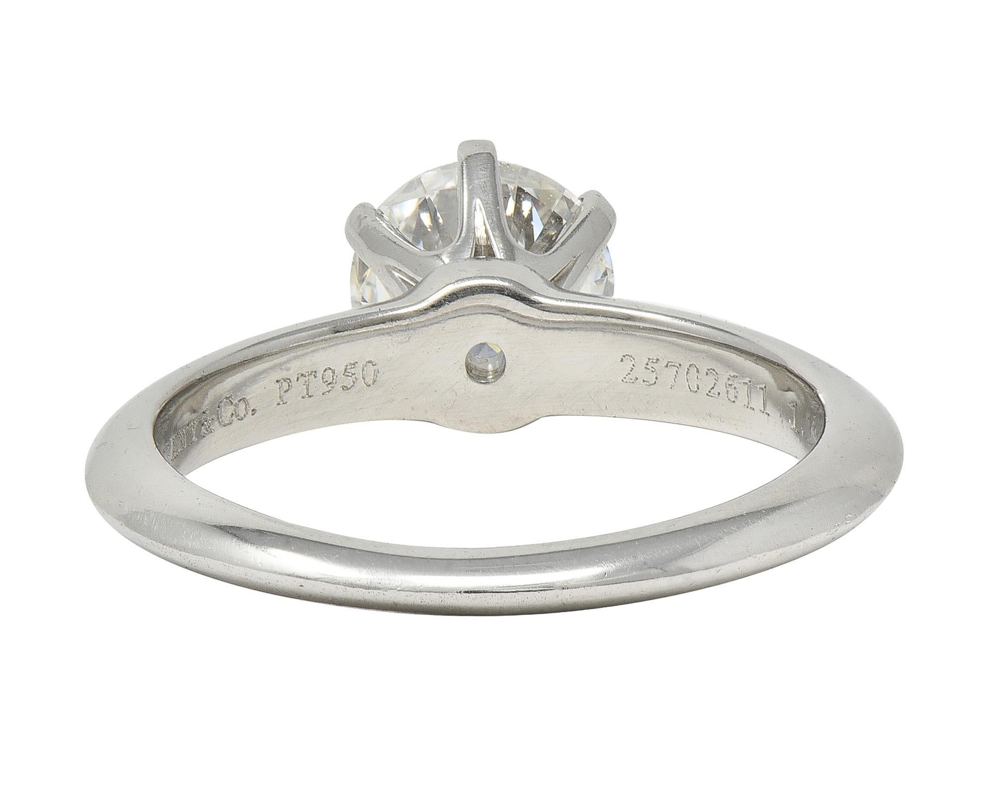 Tiffany & Co. Zeitgenössischer Solitär-Verlobungsring aus Platin mit 1,13 Karat Diamant im Zustand „Hervorragend“ im Angebot in Philadelphia, PA