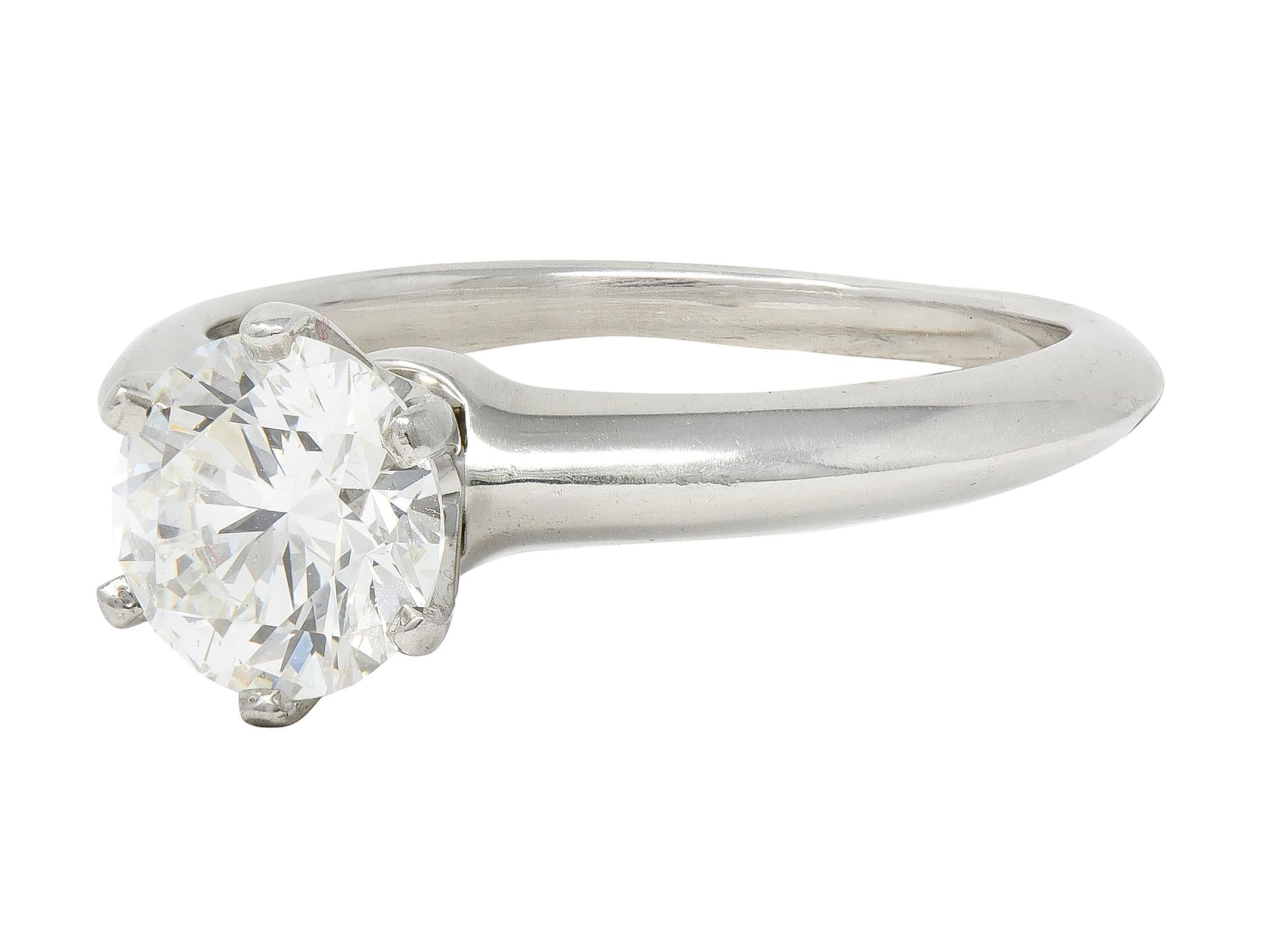 Tiffany & Co. Zeitgenössischer Solitär-Verlobungsring aus Platin mit 1,13 Karat Diamant Damen im Angebot