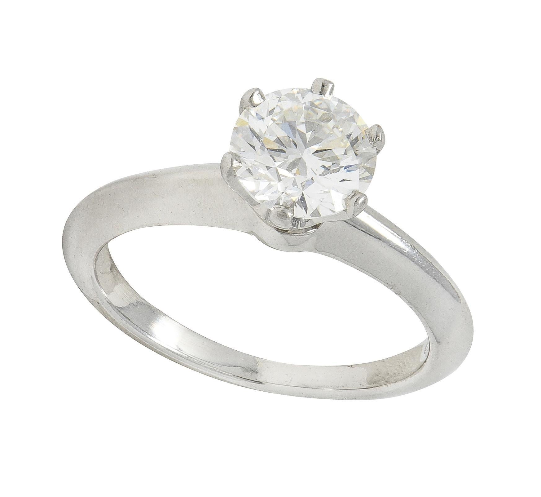 Tiffany & Co. Zeitgenössischer Solitär-Verlobungsring aus Platin mit 1,13 Karat Diamant im Angebot 3