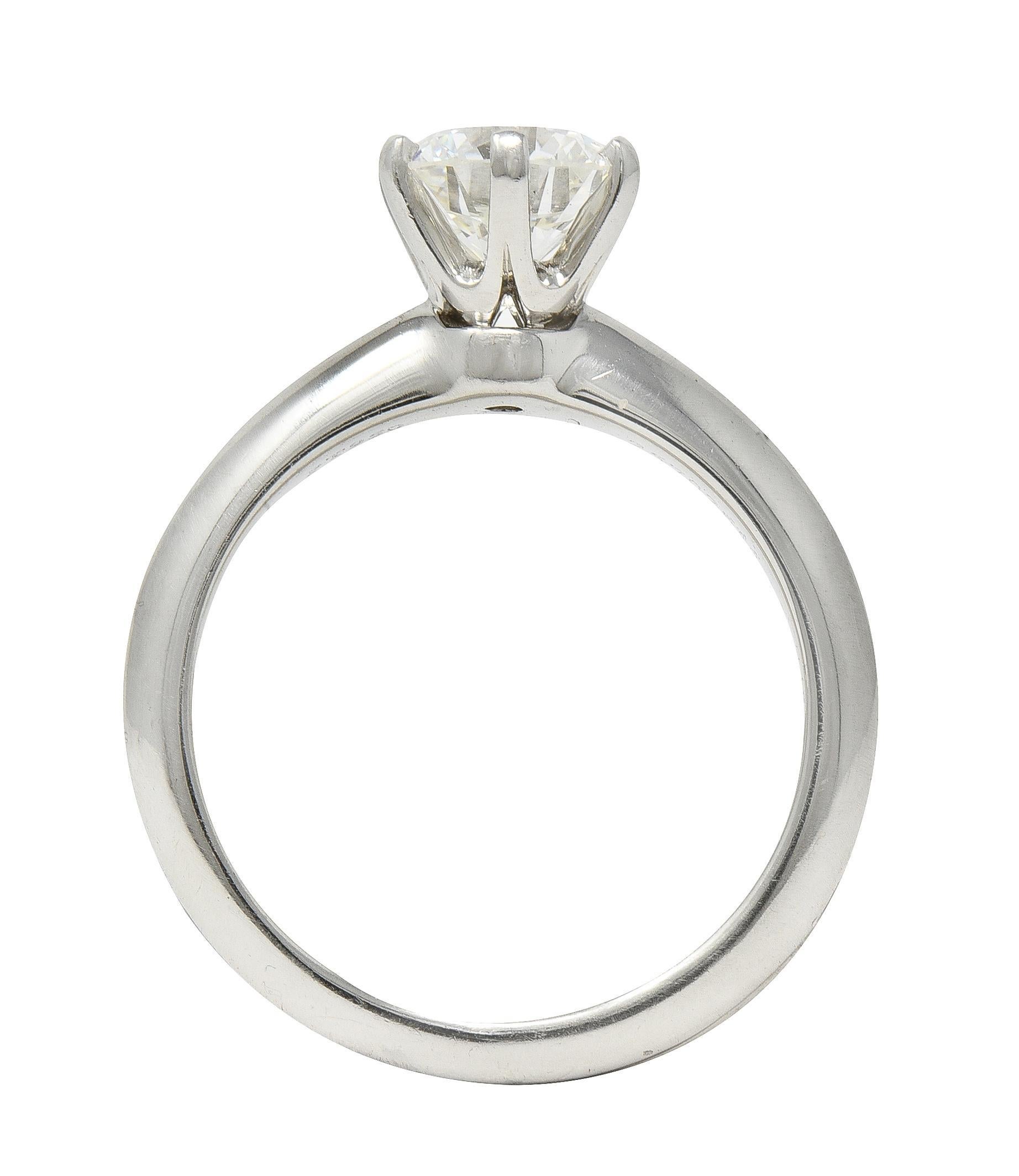 Tiffany & Co. Zeitgenössischer Solitär-Verlobungsring aus Platin mit 1,13 Karat Diamant im Angebot 4