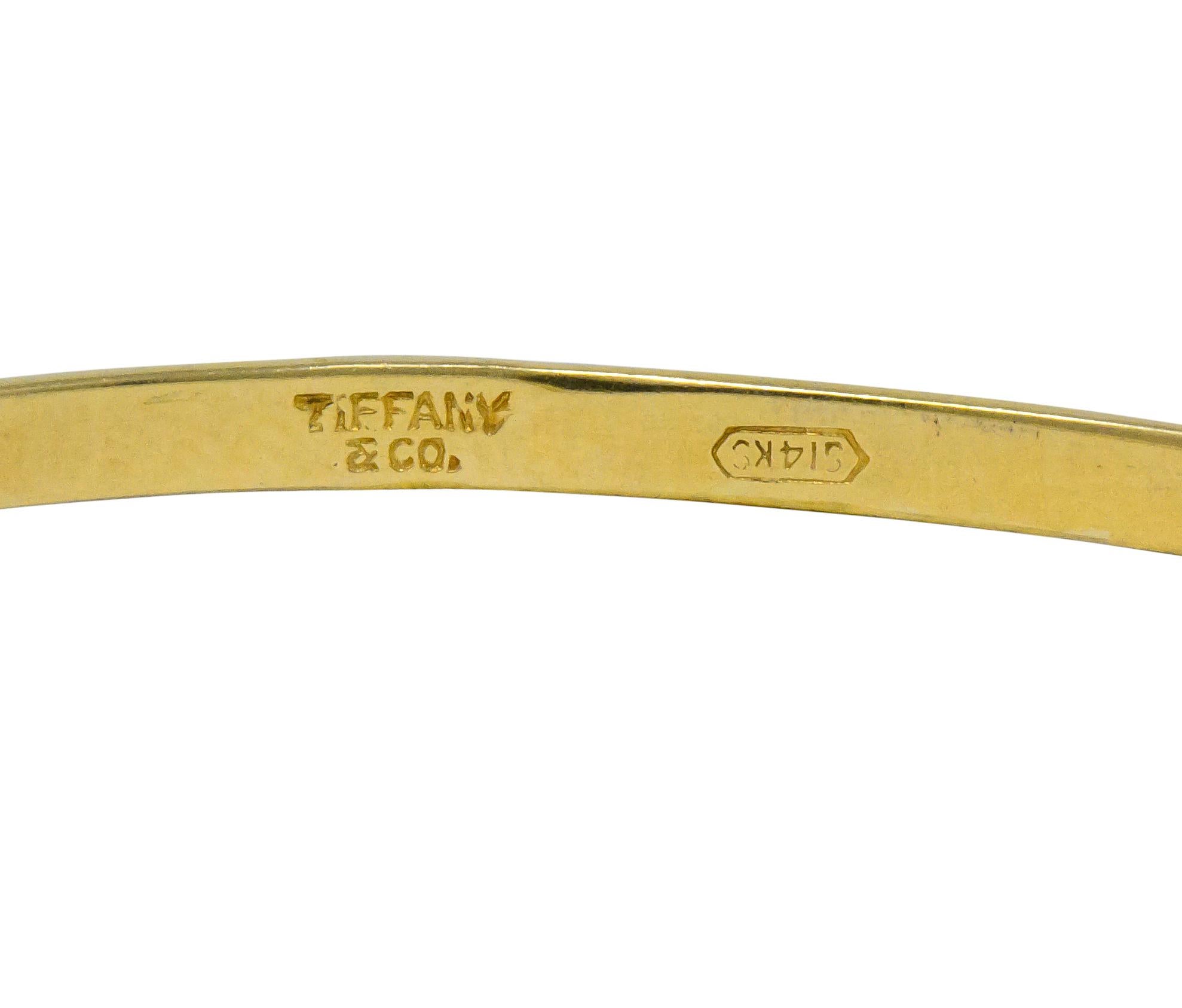 Tiffany & Co. Contemporary 14 Karat Gold Bangle Bracelet In Excellent Condition In Philadelphia, PA