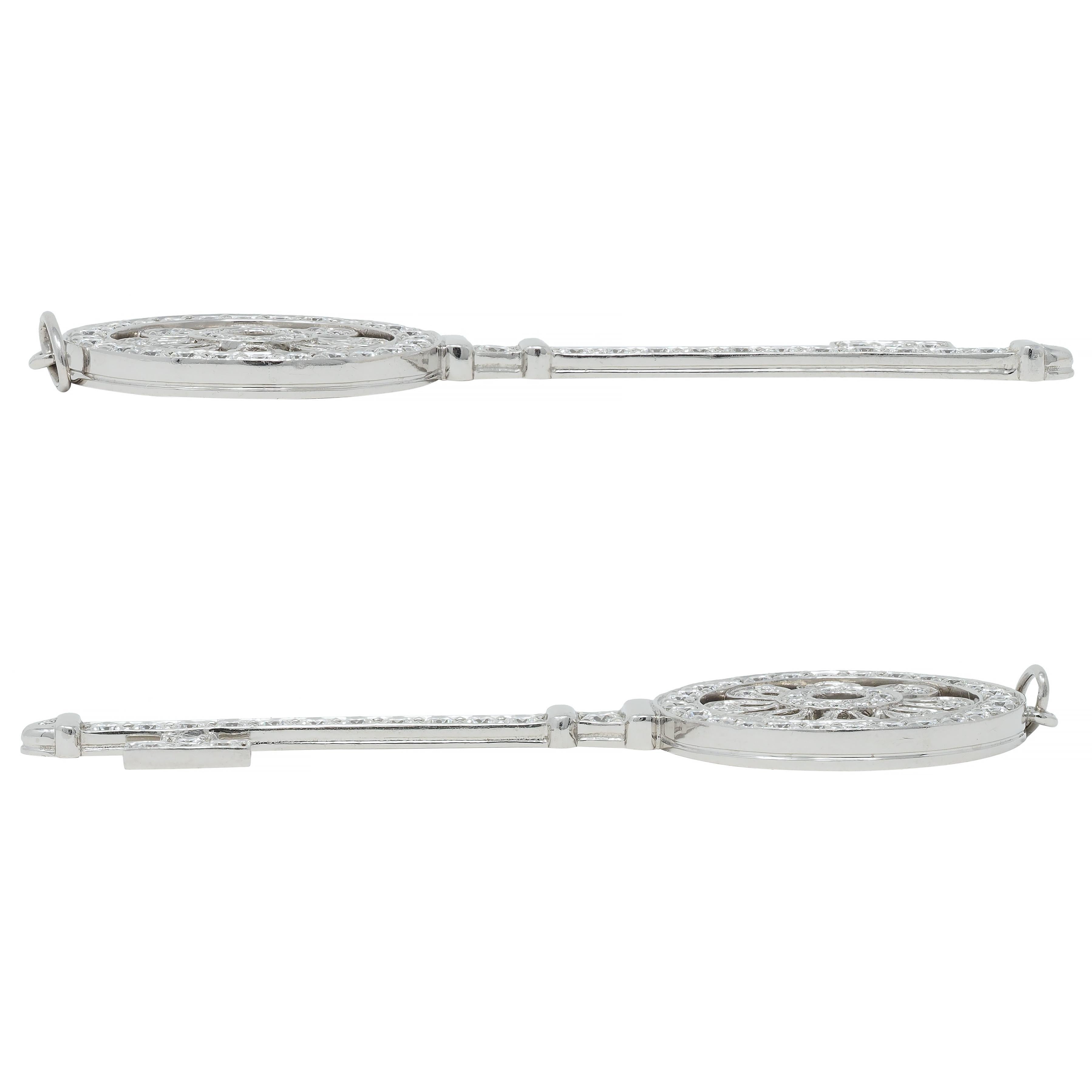 Tiffany & Co. Contemporary 1.76 CTW Diamond Platinum Petals Key Pendant For Sale 1