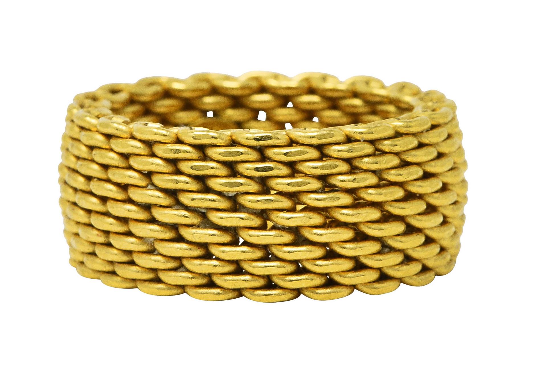 Tiffany & Co. Contemporary 18 Karat Yellow Gold Mesh Weave Somerset Band Ring In Excellent Condition In Philadelphia, PA