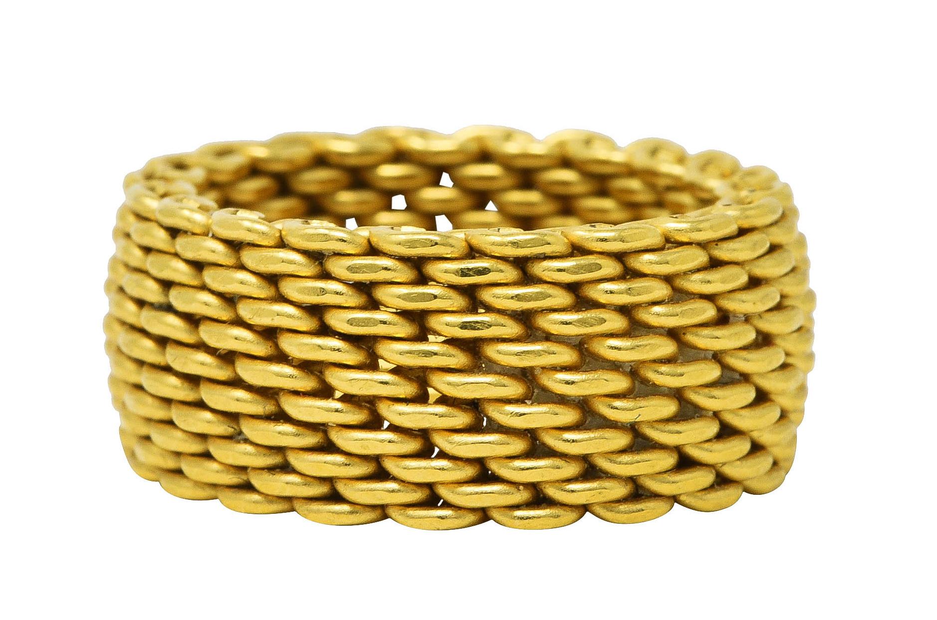 Women's or Men's Tiffany & Co. Contemporary 18 Karat Yellow Gold Mesh Weave Somerset Band Ring