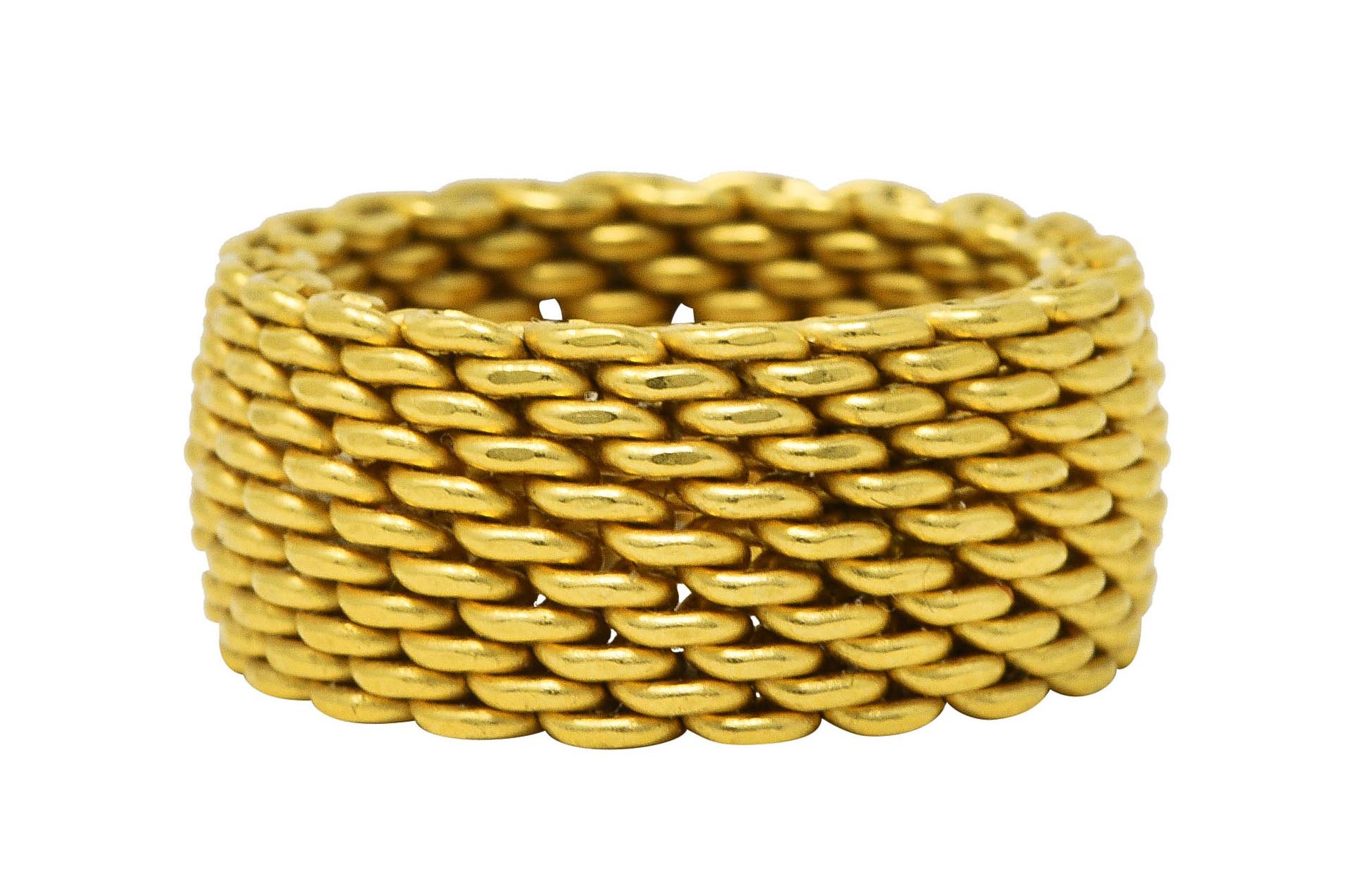 Tiffany & Co. Contemporary 18 Karat Yellow Gold Mesh Weave Somerset Band Ring 2