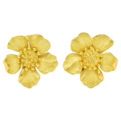 Tiffany & Co. Contemporary 18 Karat Yellow Gold Wild Rose Flower Earring