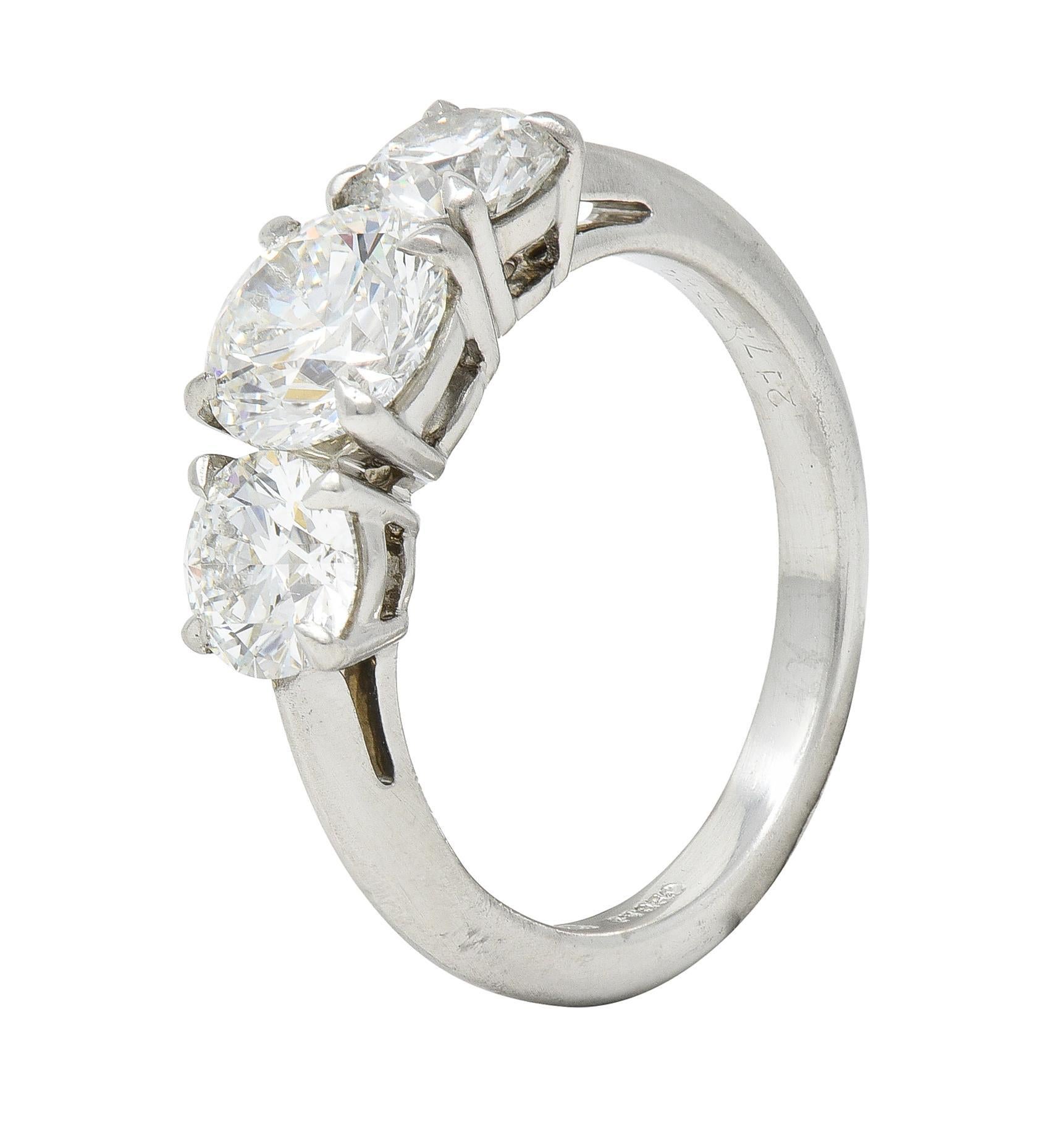 Tiffany & Co. Contemporary 2.34 CTW Diamond Platinum Three Stone Engagement Ring 2