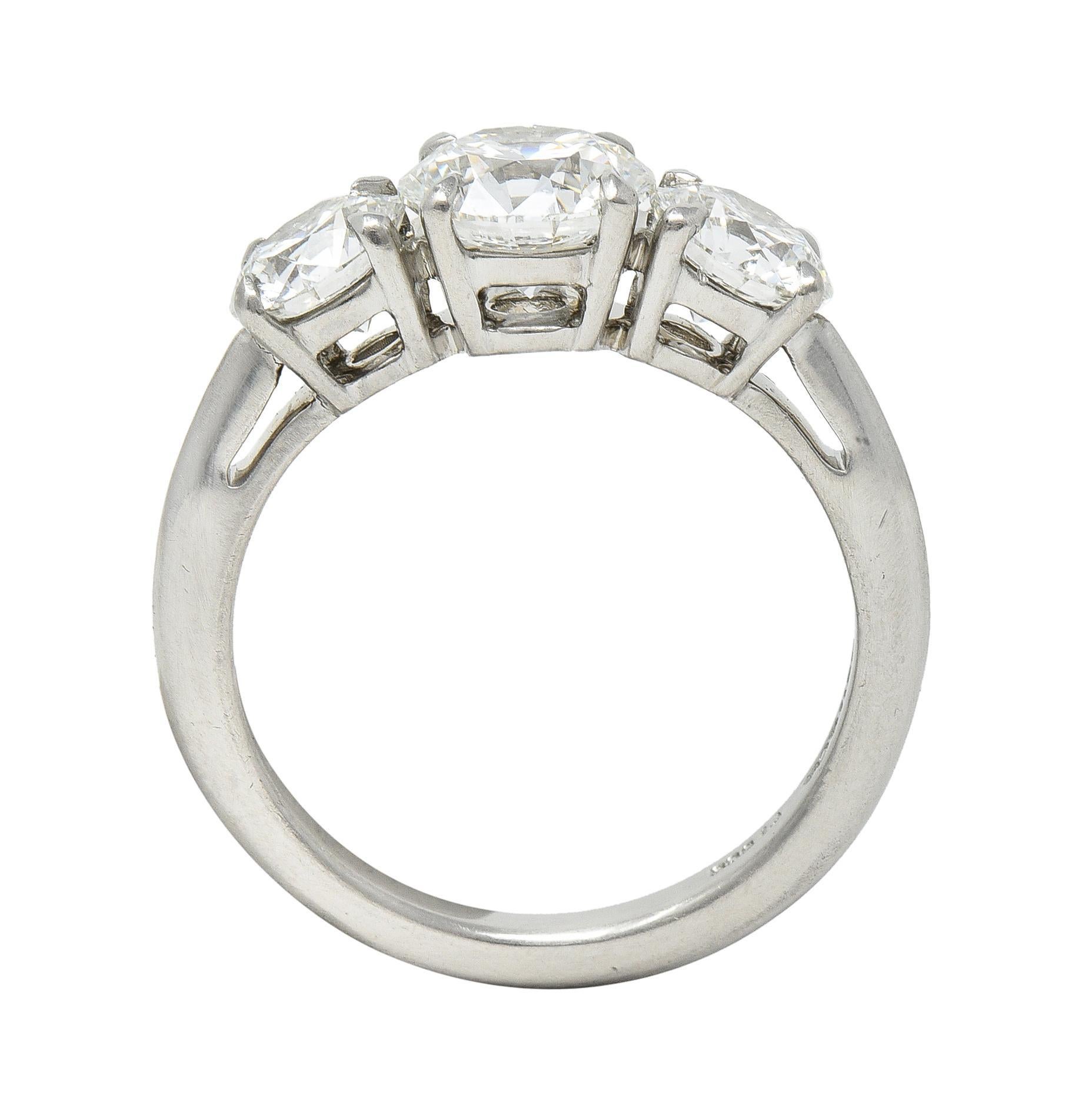 Tiffany & Co. Contemporary 2.34 CTW Diamond Platinum Three Stone Engagement Ring 3