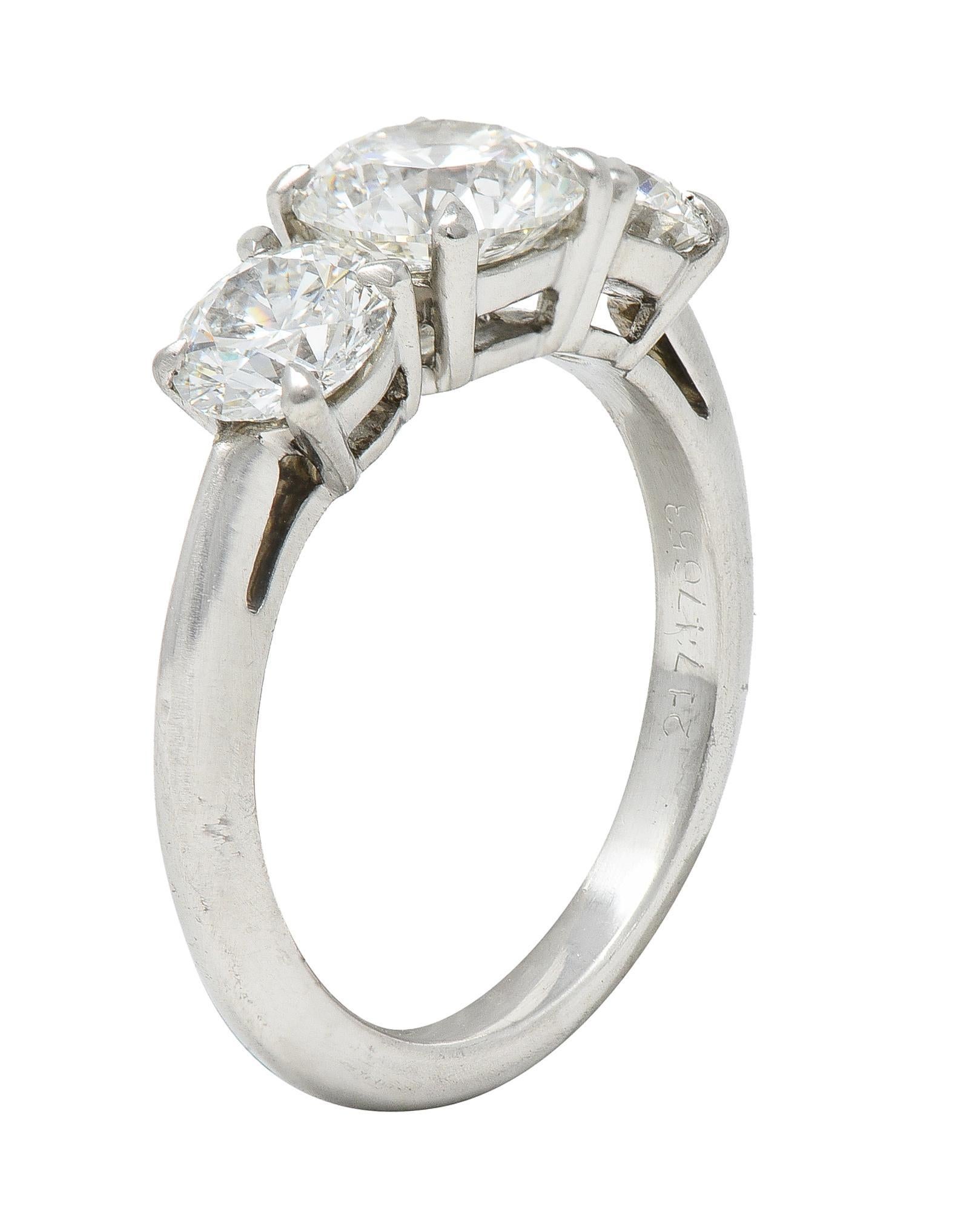 Tiffany & Co. Contemporary 2.34 CTW Diamond Platinum Three Stone Engagement Ring 4
