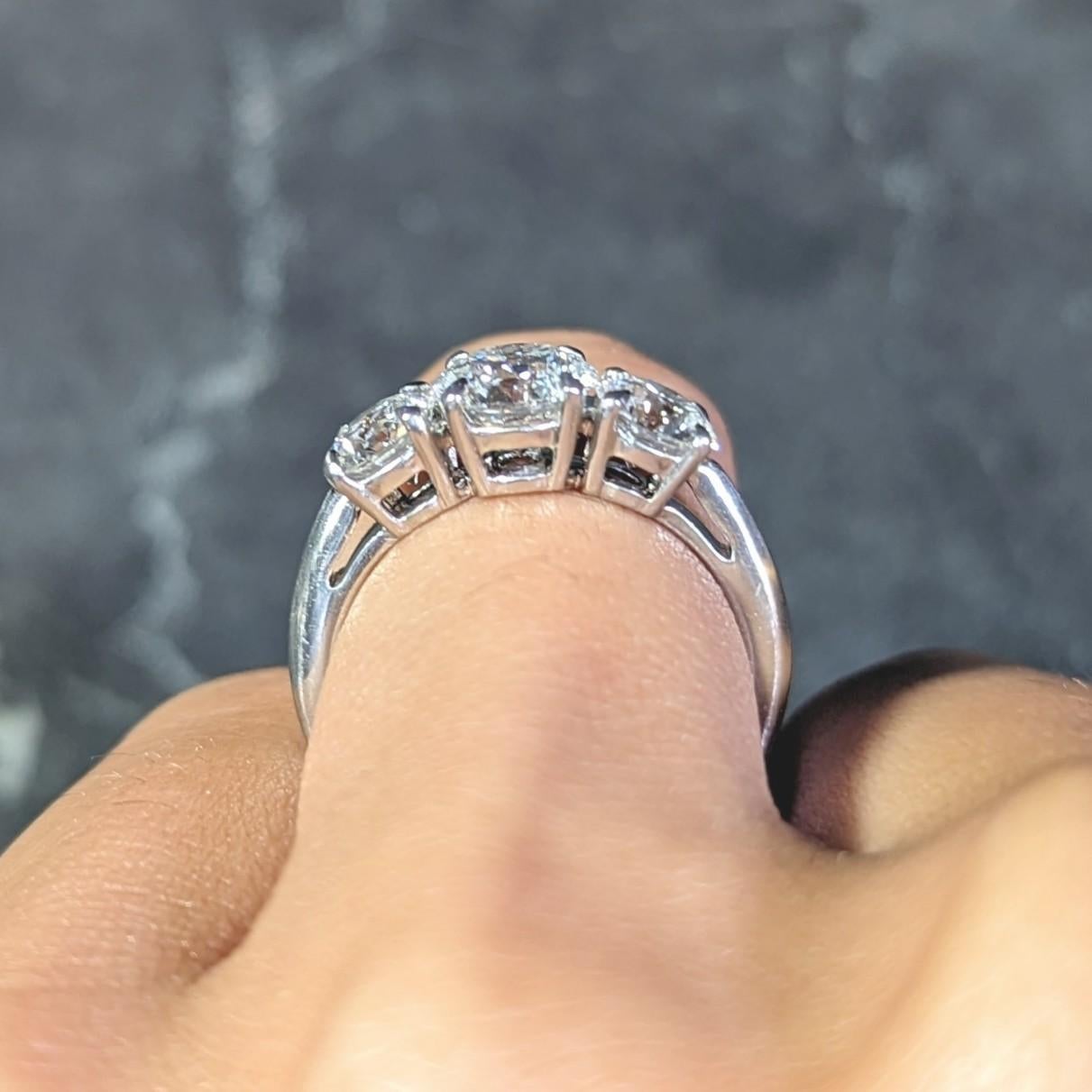Tiffany & Co. Contemporary 2.34 CTW Diamond Platinum Three Stone Engagement Ring 7