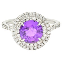 Tiffany & Co. Contemporary 2.52 Carats Pink Sapphire Diamond Platinum Halo Ring