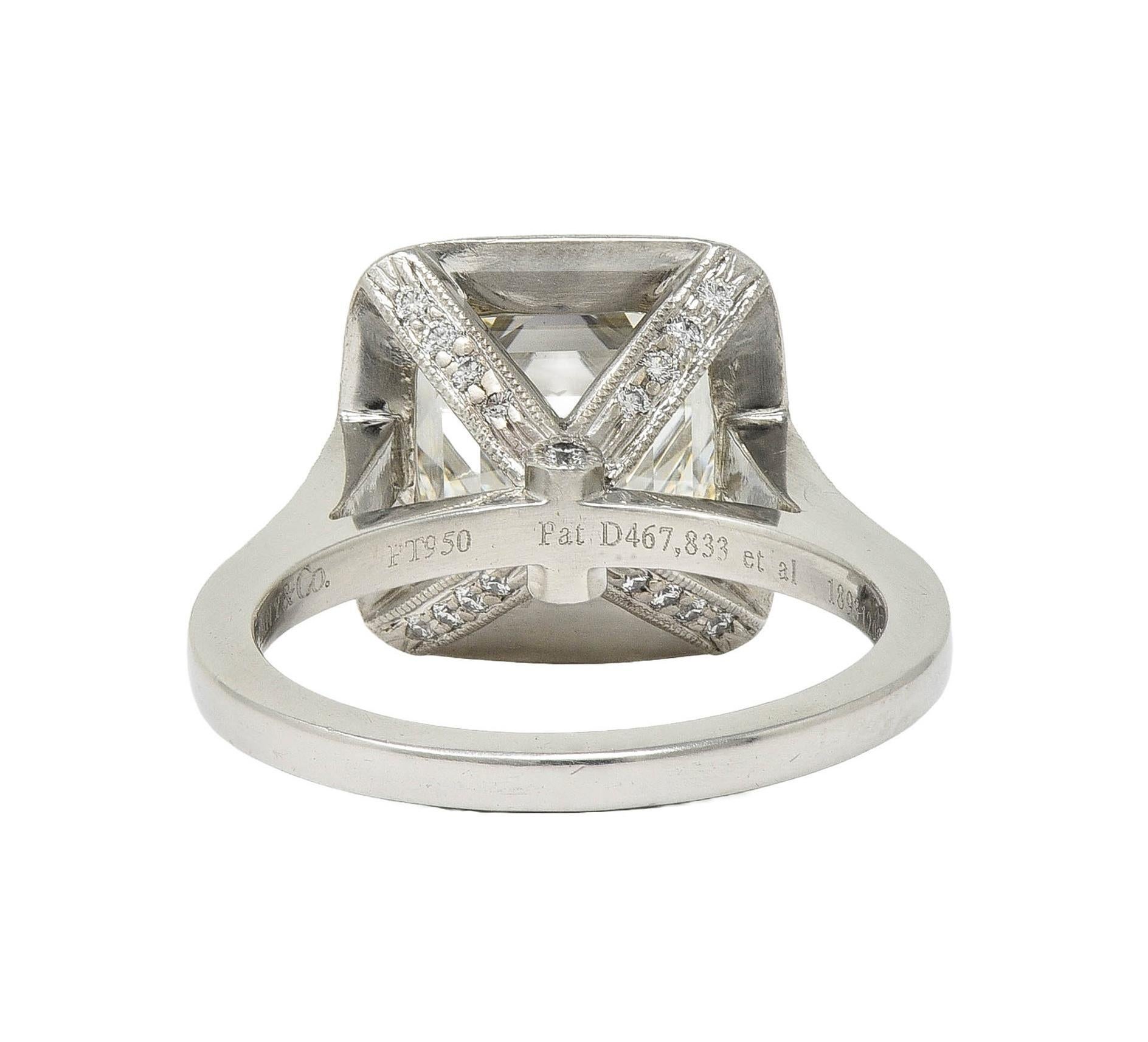 Tiffany & Co. Anillo de compromiso contemporáneo de platino con diamantes Legacy de 3,96 qt GIA en venta 1