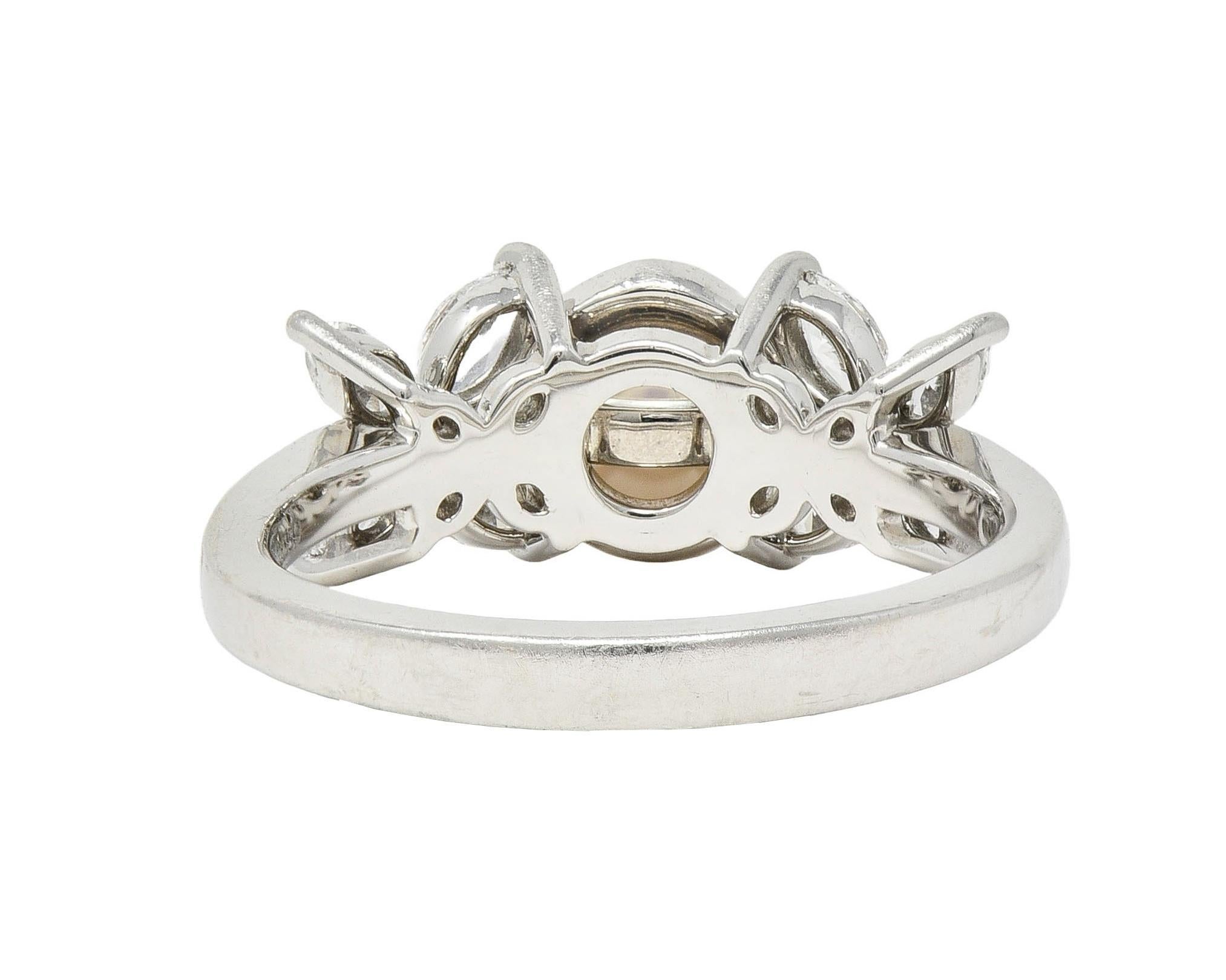 Tiffany & Co. Contemporary Akoya Pearl Diamond Platinum Victoria Cluster Ring 1
