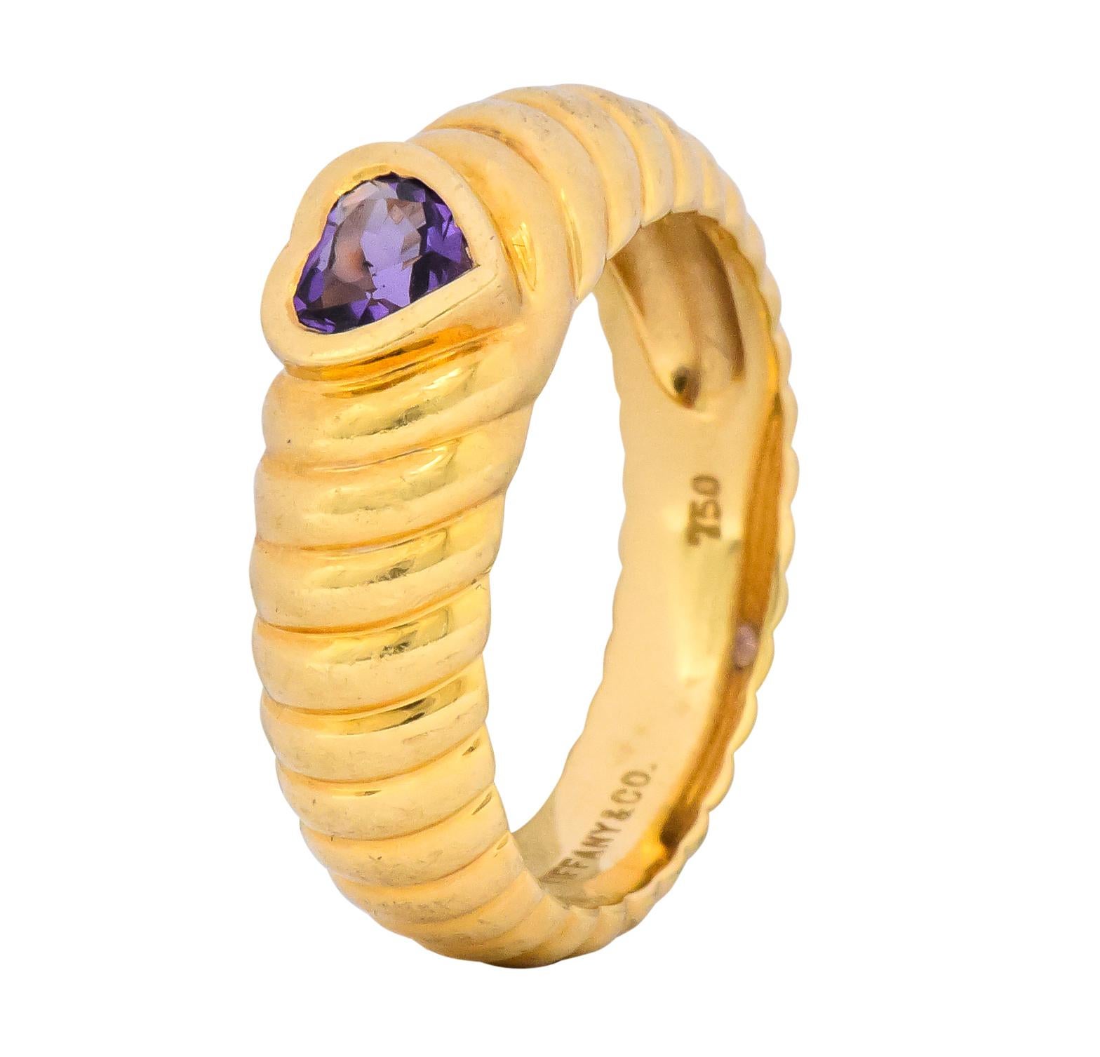 Women's or Men's Tiffany & Co. Contemporary Amethyst Heart 18 Karat Gold Ring
