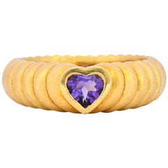 Vintage Tiffany & Co. Contemporary Amethyst Heart 18 Karat Gold Ring