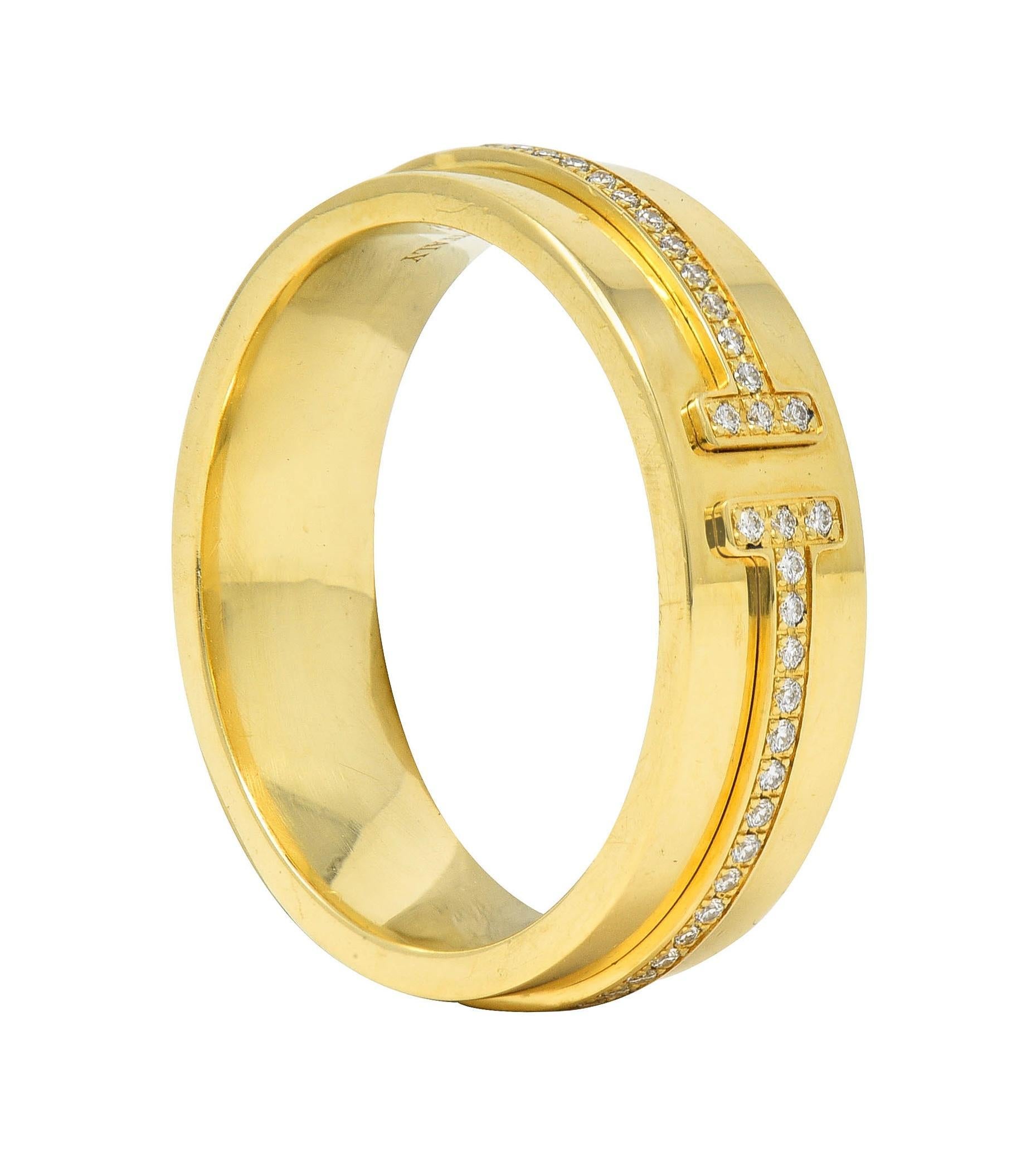Tiffany & Co. Bague à large bande en or 18 carats avec diamant Contemporary T Collection en vente 5