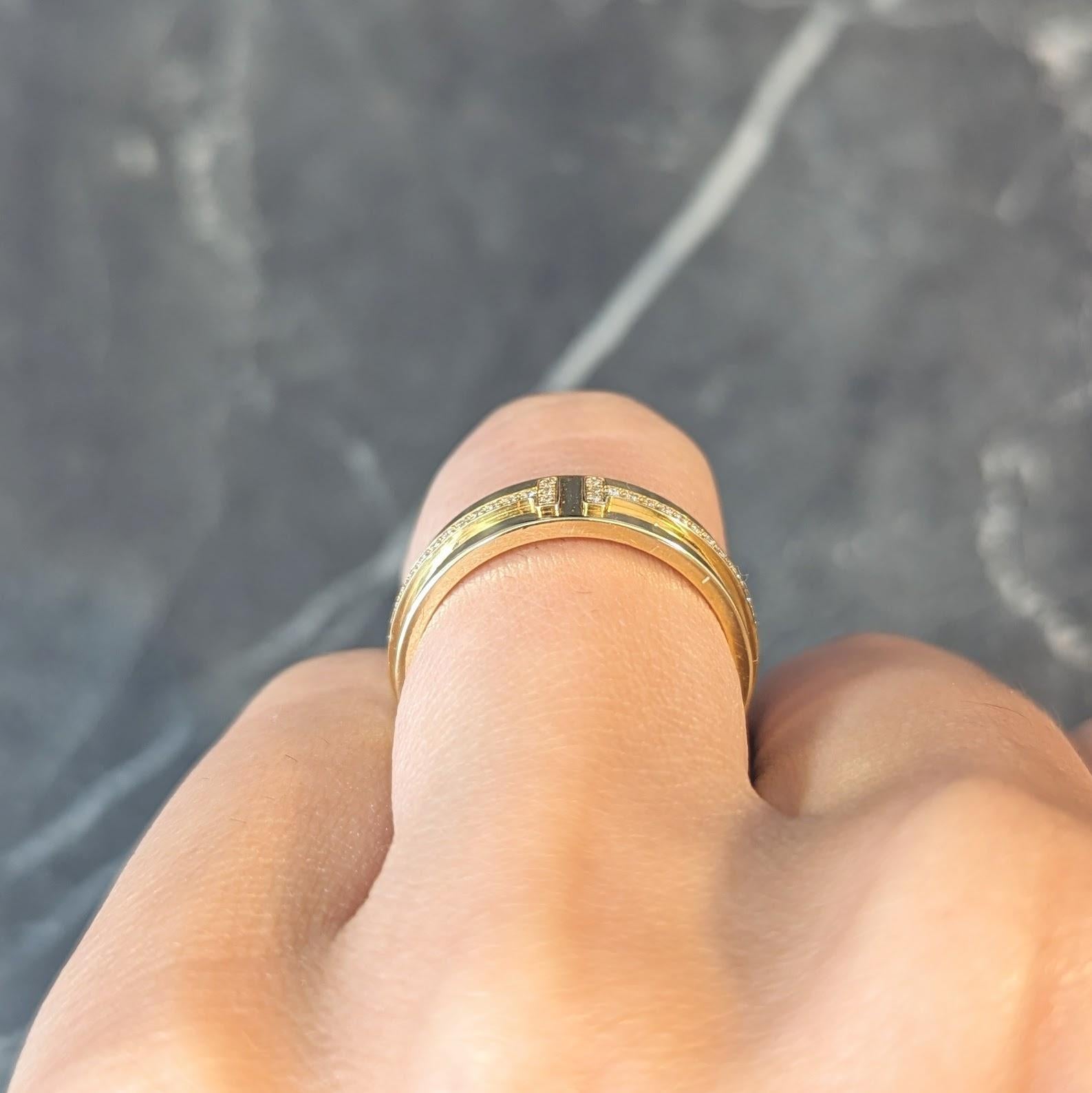 Tiffany & Co. Contemporary Diamond 18 Karat Gold T Collection Wide Band Ring 6
