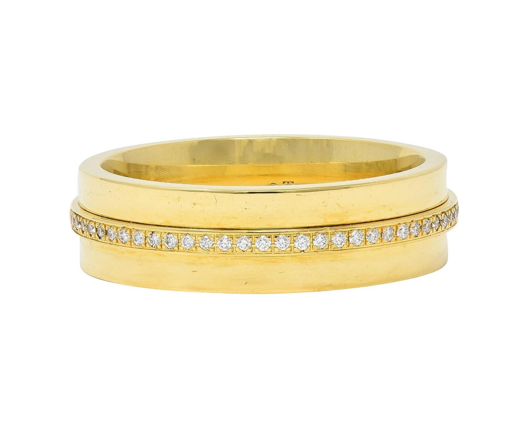 Tiffany & Co. Bague à large bande en or 18 carats avec diamant Contemporary T Collection en vente 1