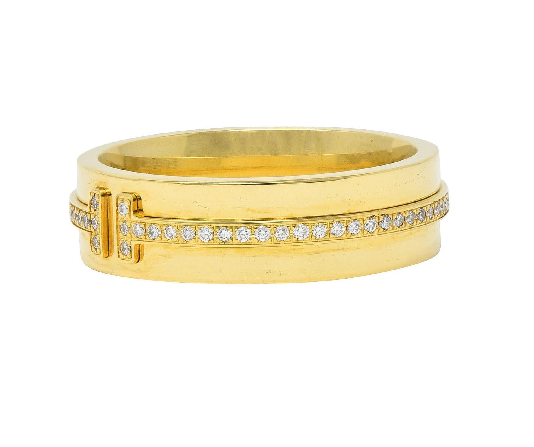 Tiffany & Co. Bague à large bande en or 18 carats avec diamant Contemporary T Collection en vente 2