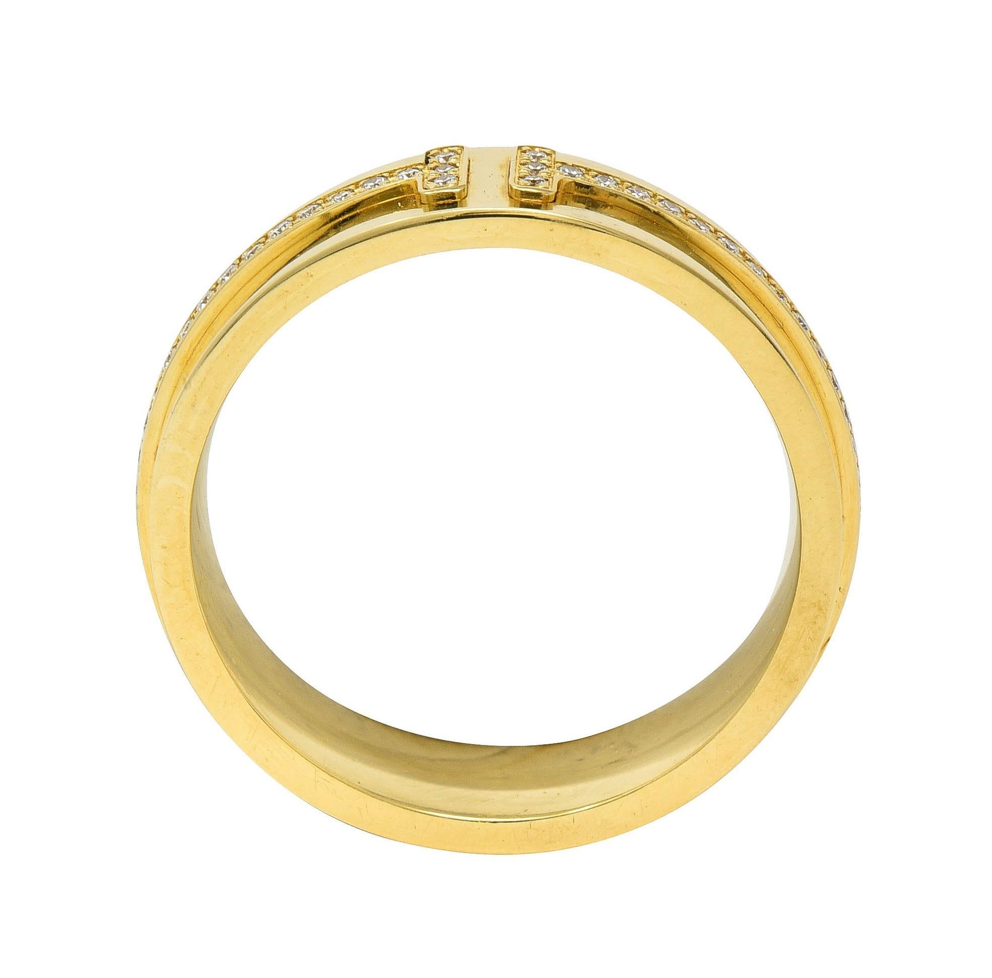 Tiffany & Co. Contemporary Diamond 18 Karat Gold T Collection Wide Band Ring For Sale 4