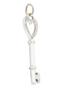 Tiffany & Co. Contemporary Diamond 18 Karat White Gold Heart Key Pendant