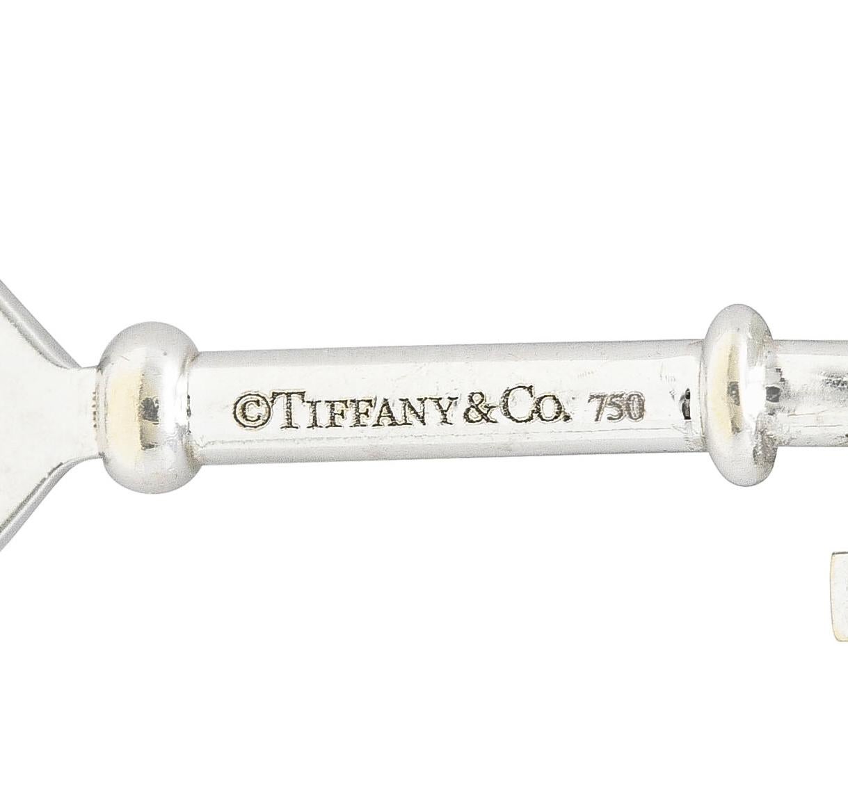 Women's or Men's Tiffany & Co. Contemporary Diamond 18 Karat White Gold Heart Key Pendant