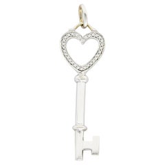 Tiffany & Co. Contemporary Diamond 18 Karat White Gold Heart Key Pendant