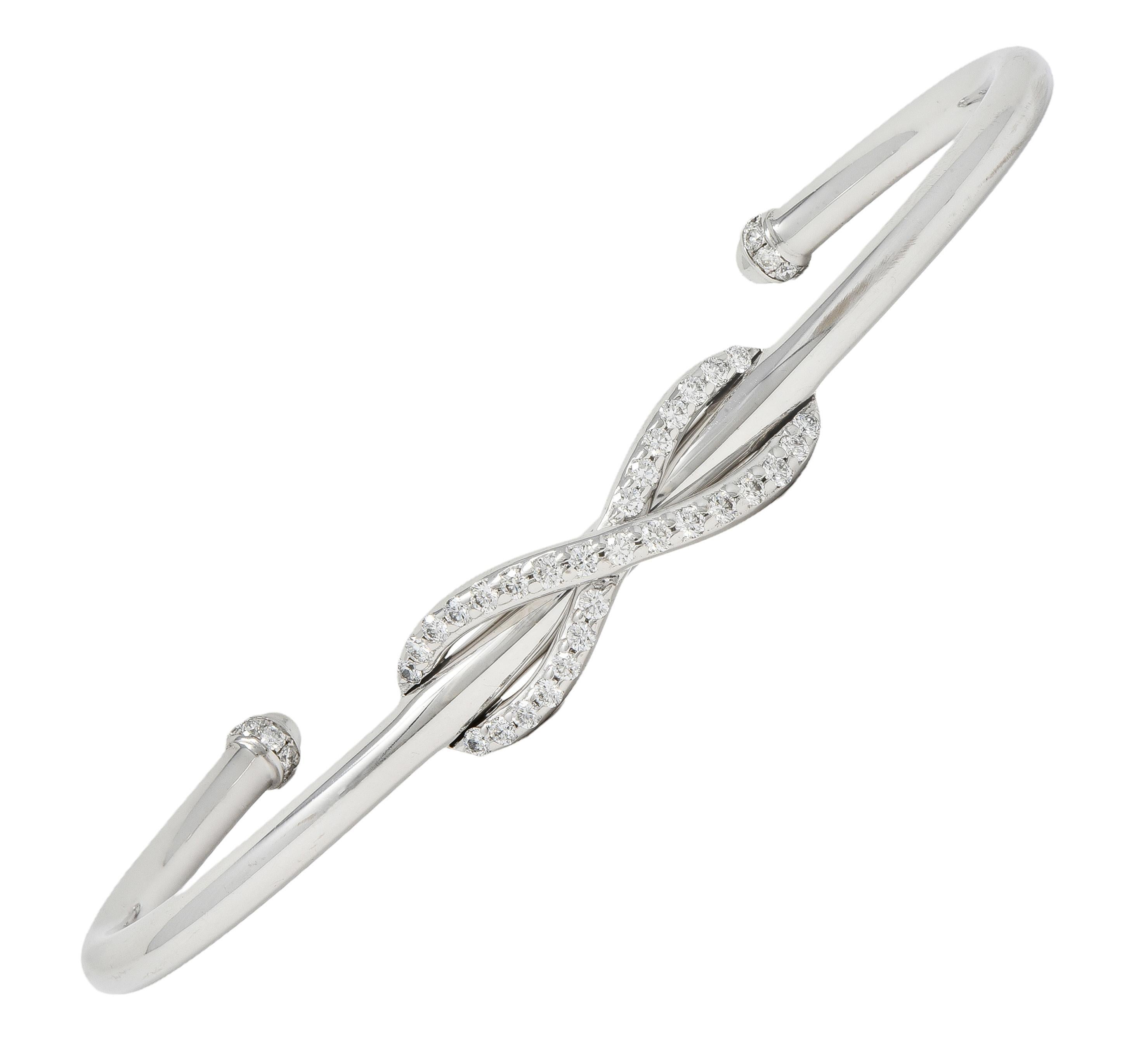 Tiffany & Co. Zeitgenössisches Diamantarmband aus 18 Karat Weißgold Unendlichkeitsmanschette im Angebot