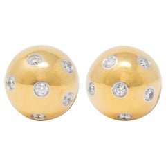 Tiffany & Co. Contemporary Diamond 18K Yellow Gold Etoile Ball Stud Earrings