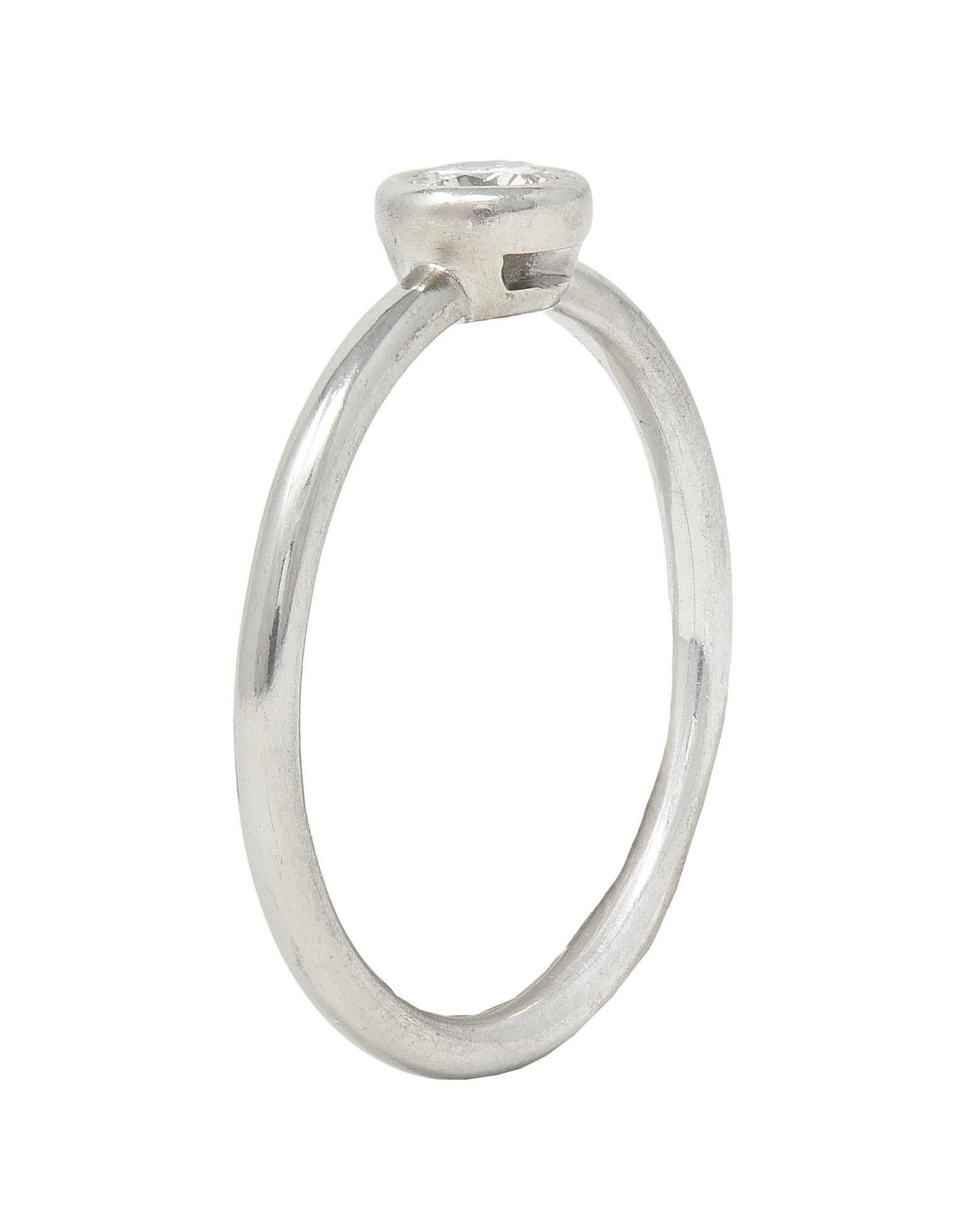 Tiffany & Co. Contemporary Diamond Platinum Bezel Set Bezet Solitaire Ring 6