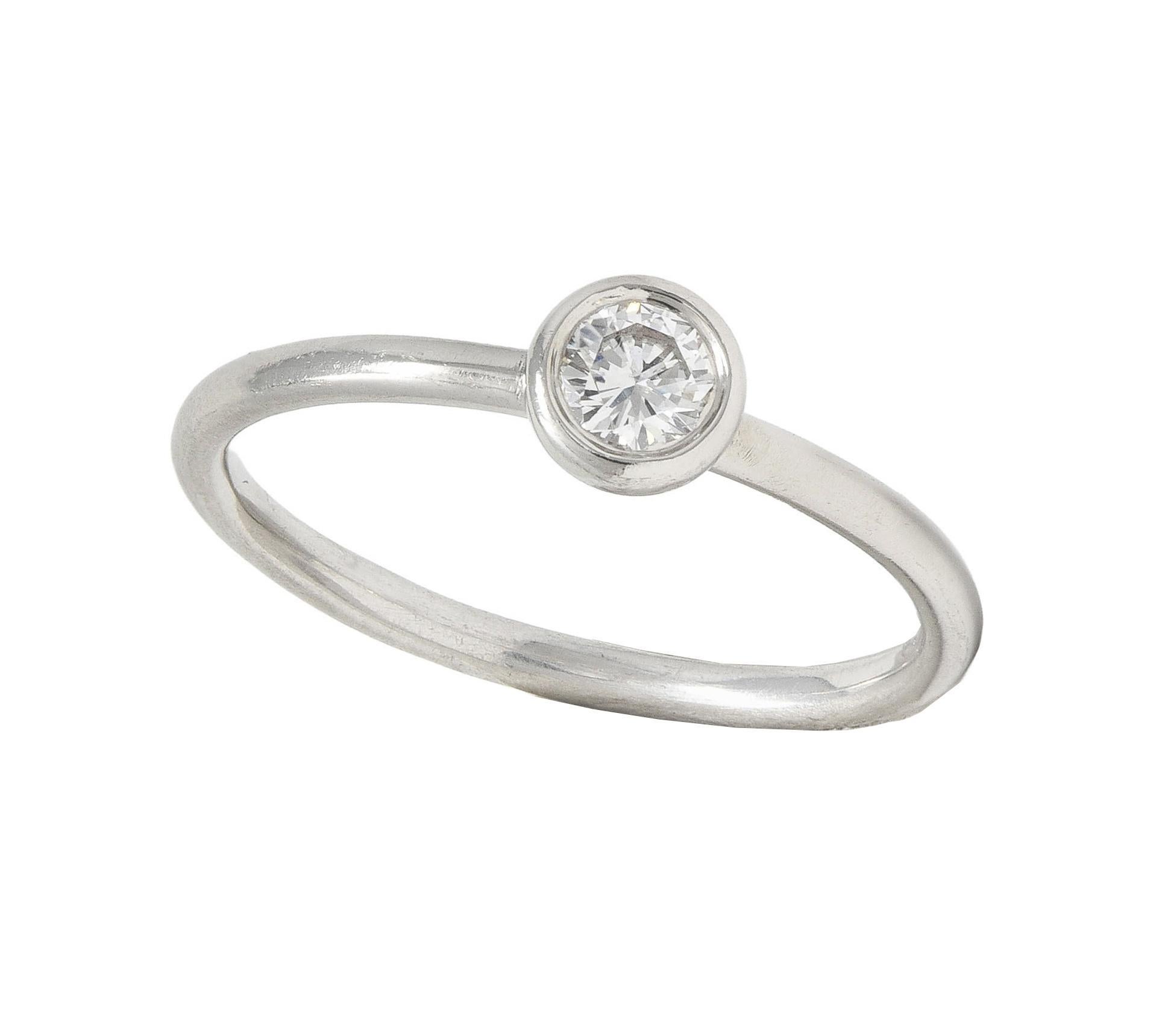 Tiffany & Co. Contemporary Diamond Platinum Bezel Set Bezet Solitaire Ring 7