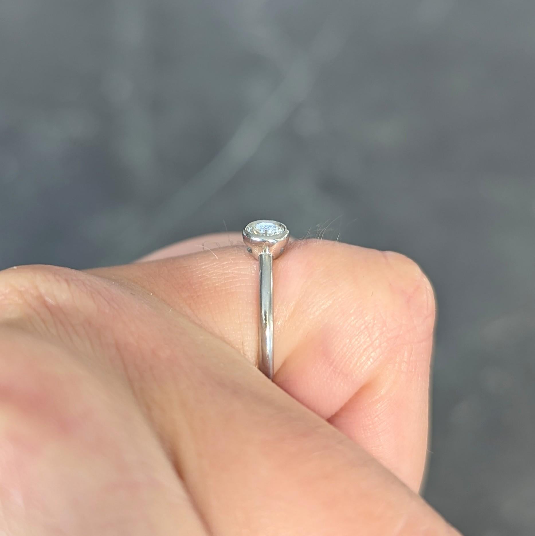 Tiffany & Co. Contemporary Diamond Platinum Bezel Set Bezet Solitaire Ring 8