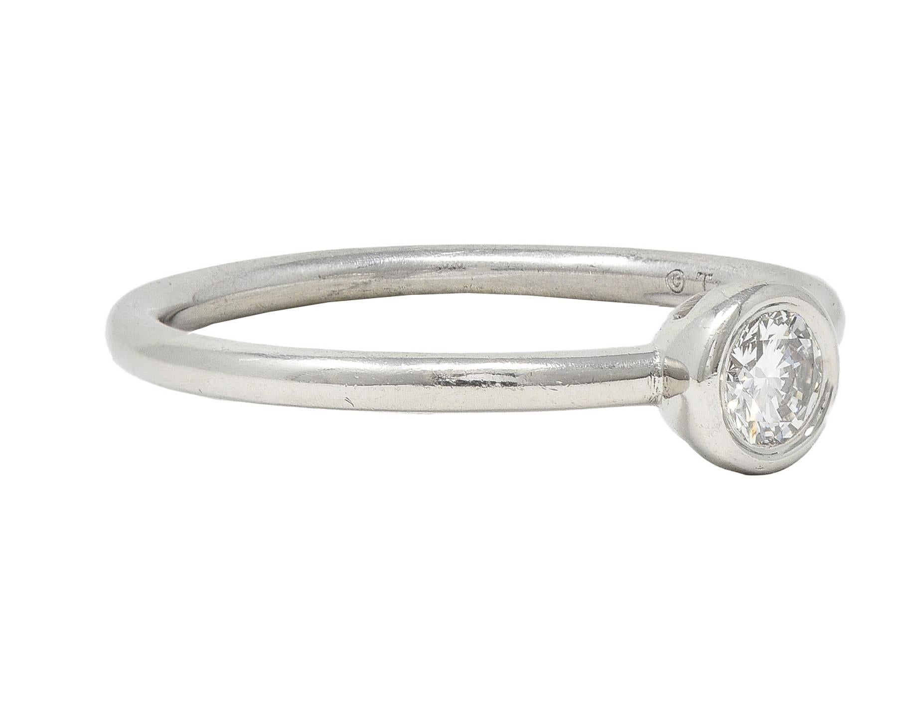 Round Cut Tiffany & Co. Contemporary Diamond Platinum Bezel Set Bezet Solitaire Ring
