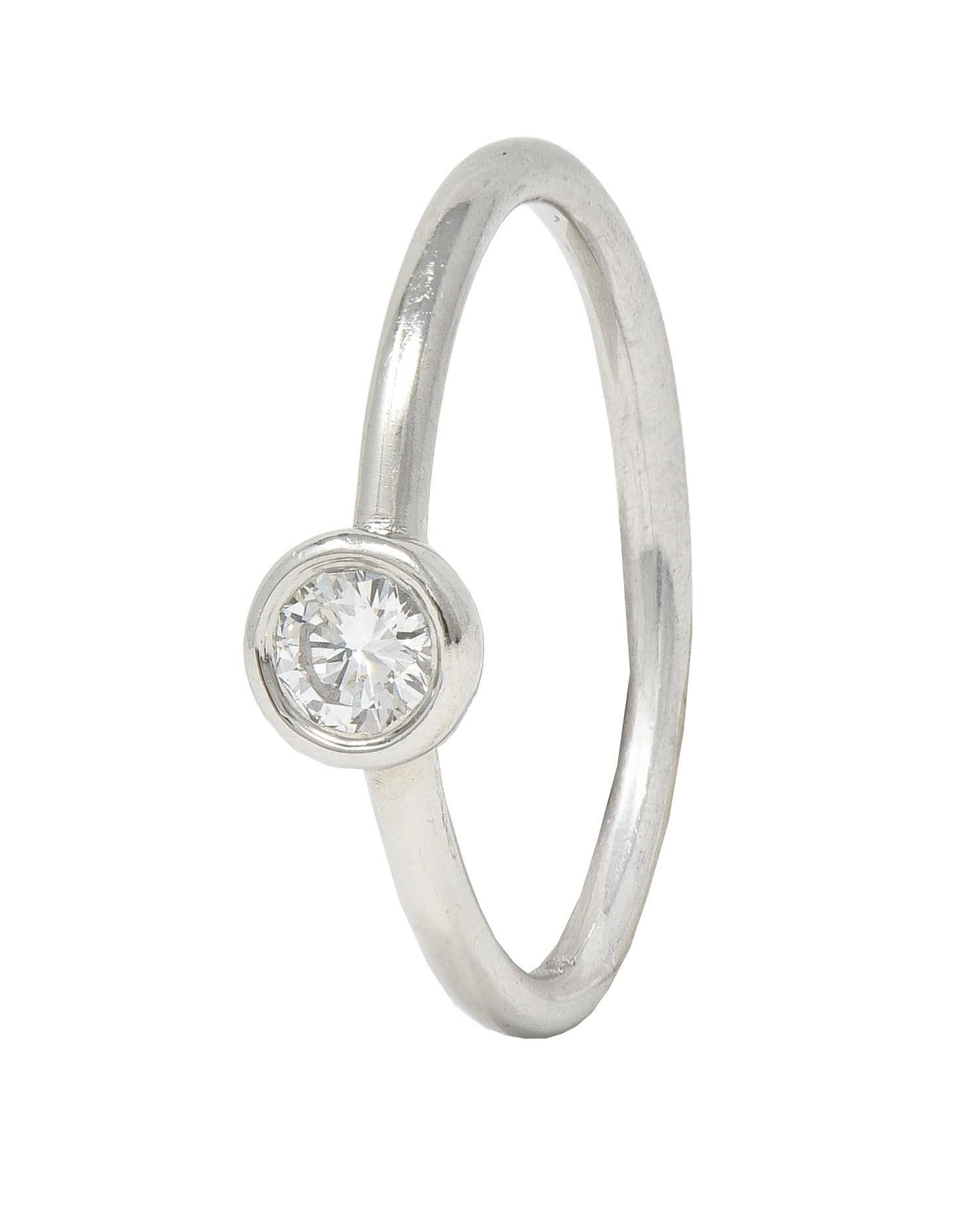 Tiffany & Co. Contemporary Diamond Platinum Bezel Set Bezet Solitaire Ring In Excellent Condition In Philadelphia, PA
