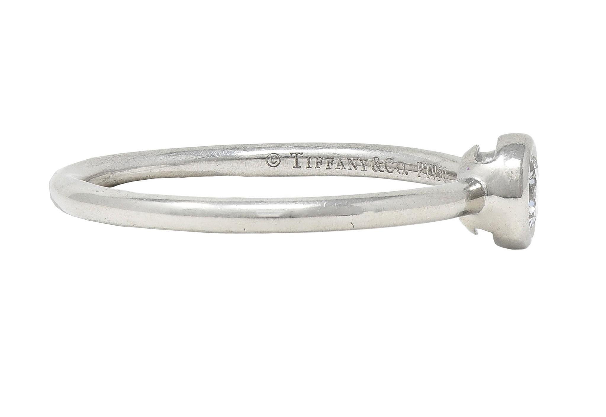 Women's or Men's Tiffany & Co. Contemporary Diamond Platinum Bezel Set Bezet Solitaire Ring