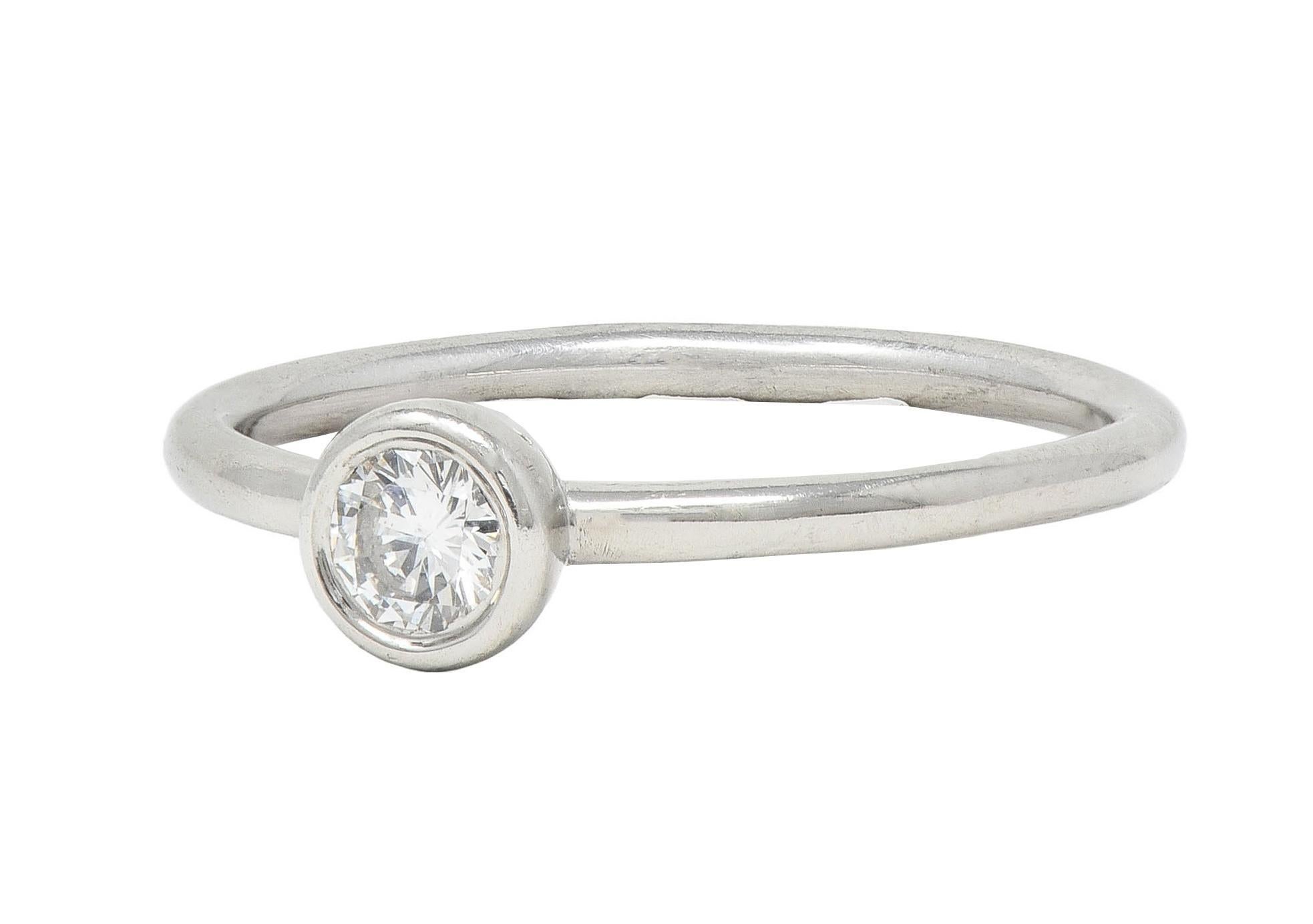Tiffany & Co. Contemporary Diamond Platinum Bezel Set Bezet Solitaire Ring 3