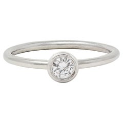 Tiffany & Co. Contemporary Diamond Platinum Bezel Set Bezet Solitaire Ring