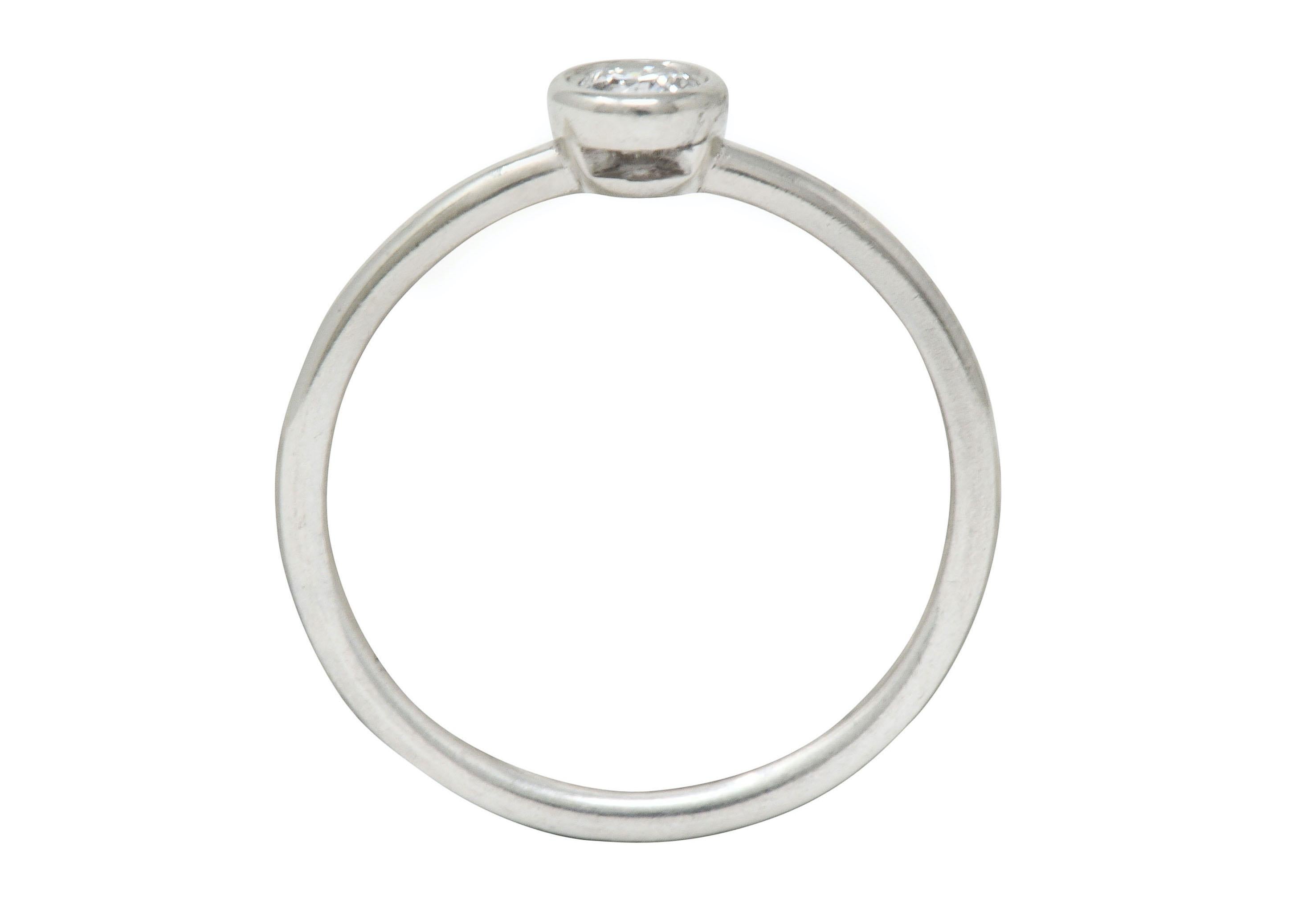 Tiffany & Co. Contemporary Diamond Platinum Bezet Solitaire Ring In Excellent Condition In Philadelphia, PA