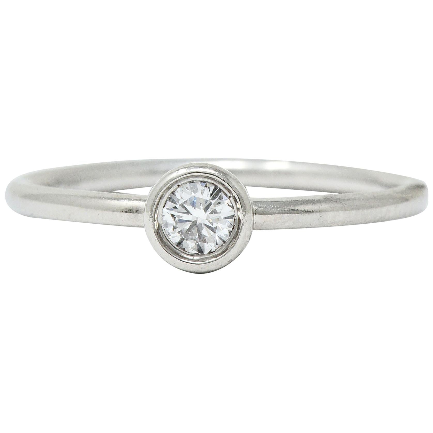 Tiffany & Co. Contemporary Diamond Platinum Bezet Solitaire Ring im Angebot