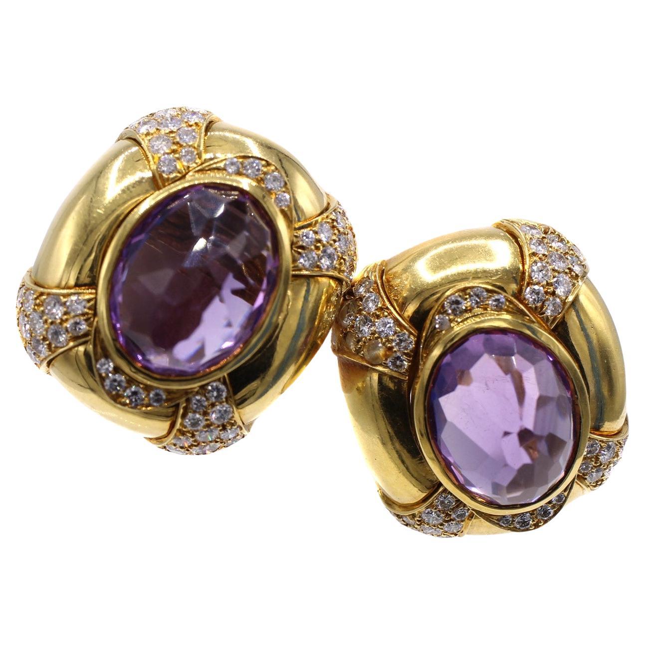 Tiffany & Co Convertible Ruby Amethyst Coral Diamond Yellow Gold Ear Clips